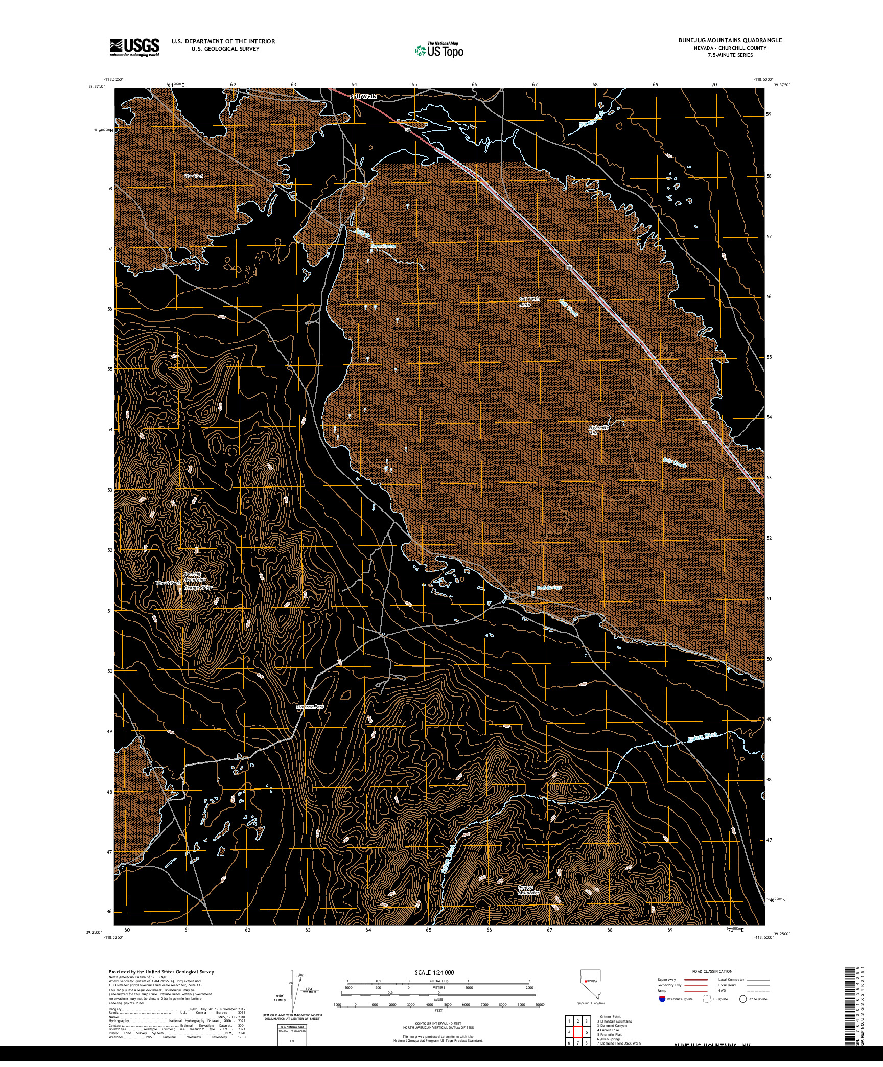 US TOPO 7.5-MINUTE MAP FOR BUNEJUG MOUNTAINS, NV