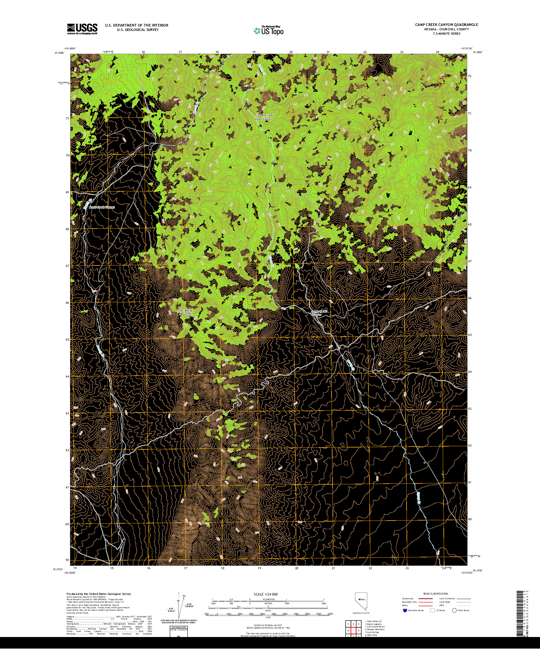 US TOPO 7.5-MINUTE MAP FOR CAMP CREEK CANYON, NV