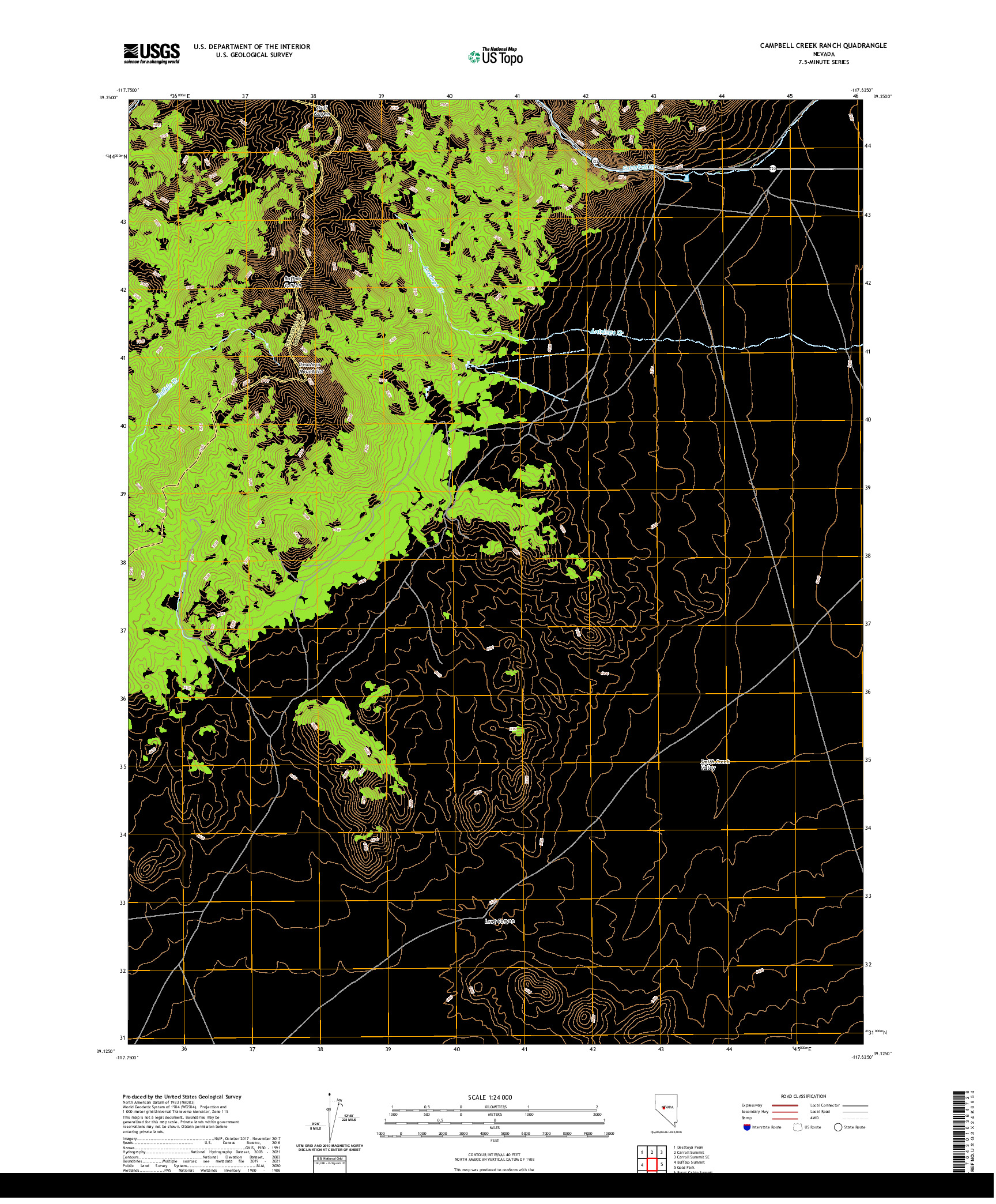 US TOPO 7.5-MINUTE MAP FOR CAMPBELL CREEK RANCH, NV