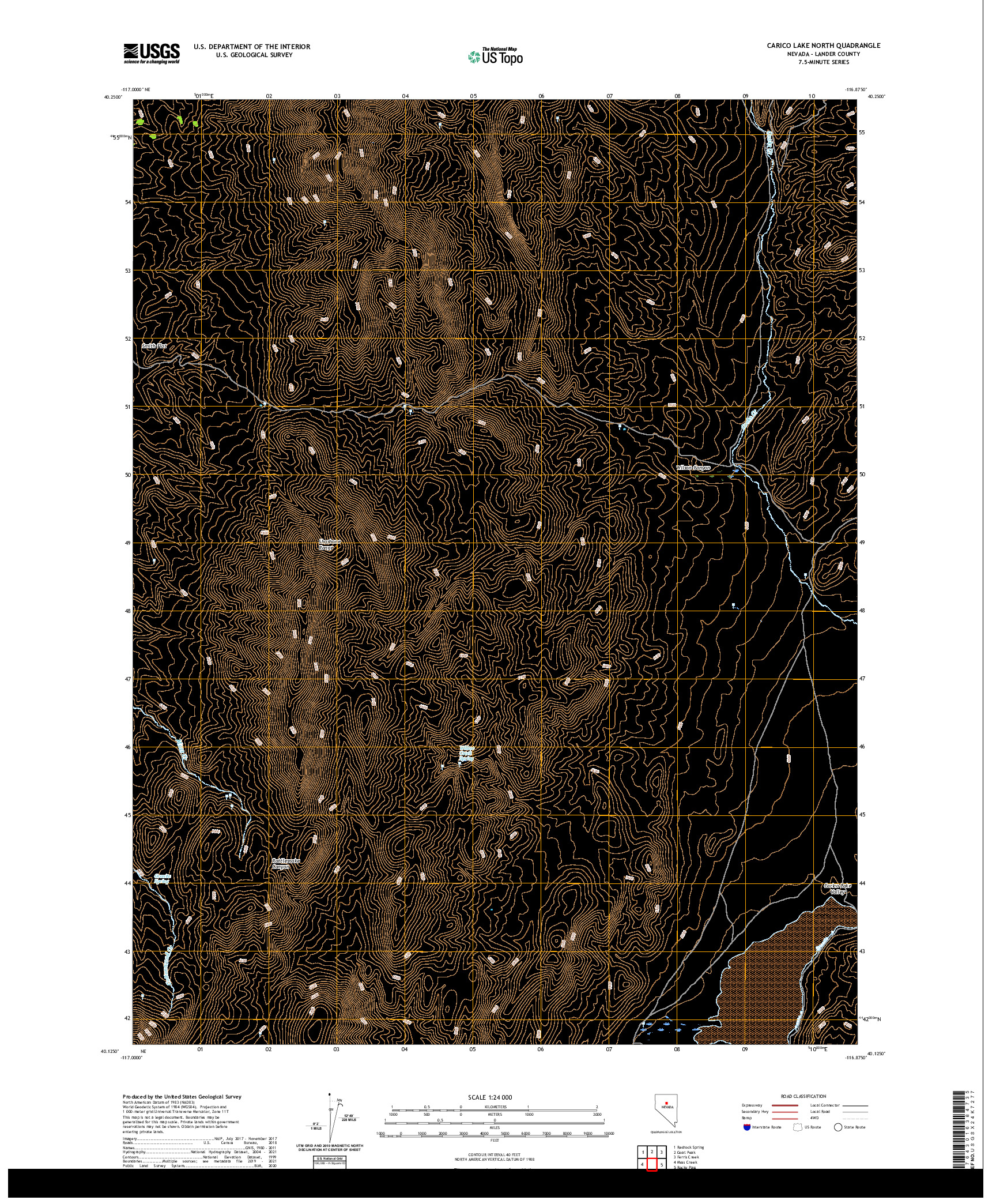 US TOPO 7.5-MINUTE MAP FOR CARICO LAKE NORTH, NV