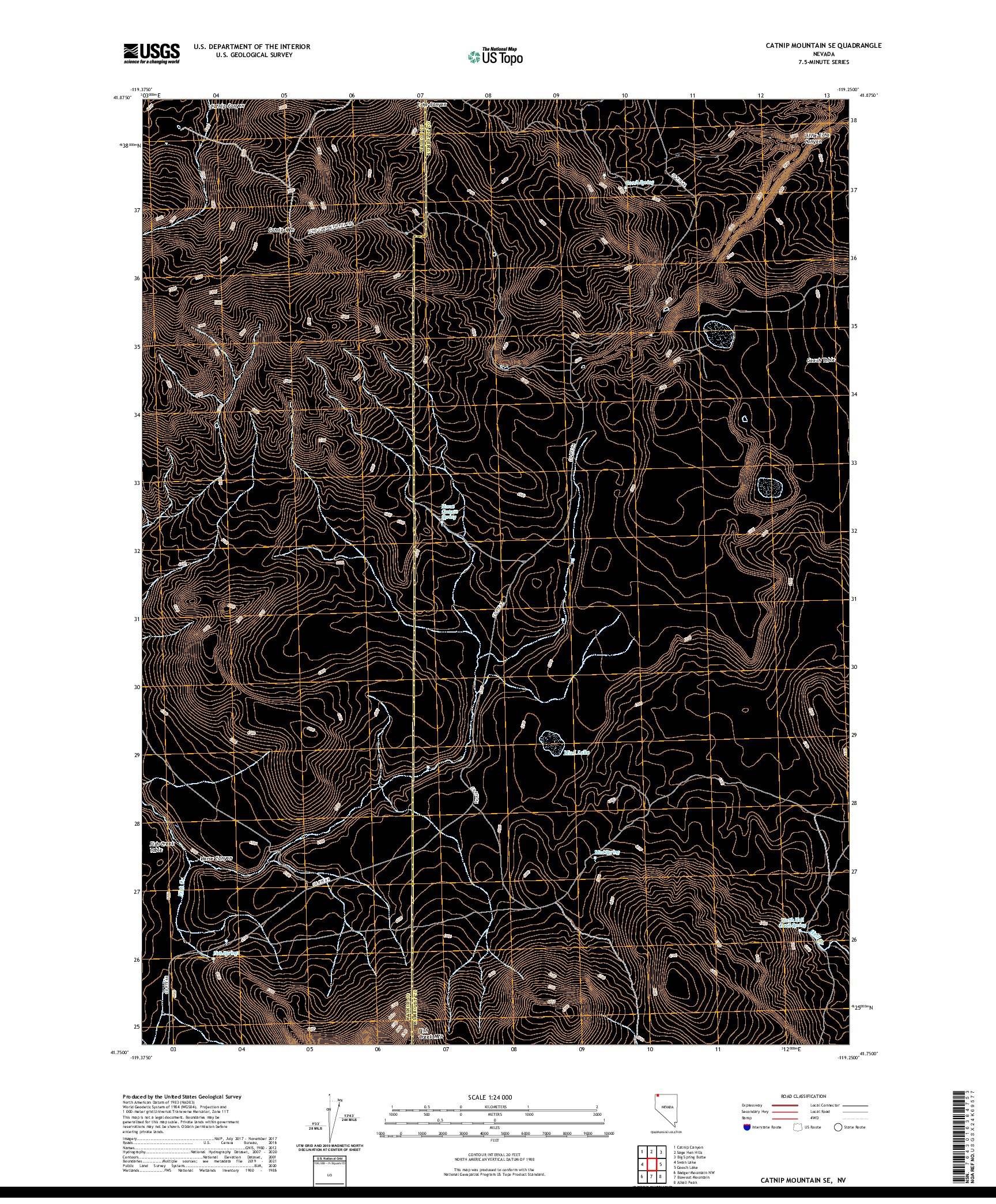 US TOPO 7.5-MINUTE MAP FOR CATNIP MOUNTAIN SE, NV