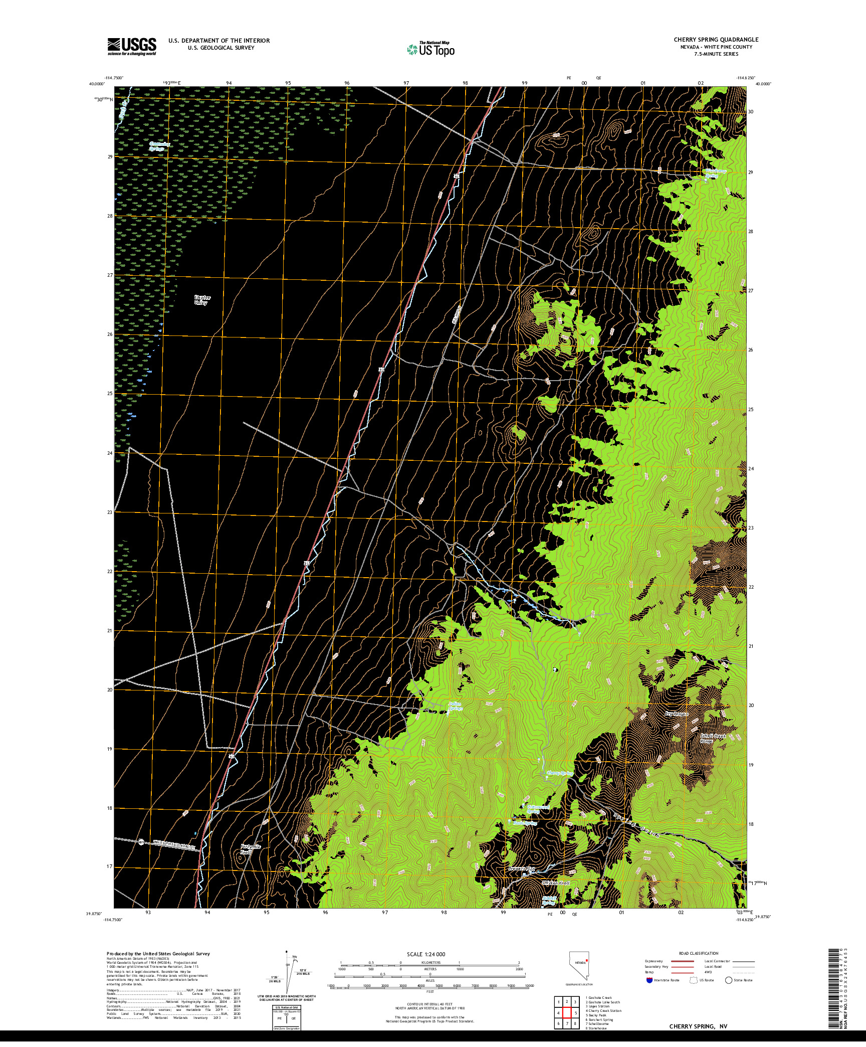 US TOPO 7.5-MINUTE MAP FOR CHERRY SPRING, NV