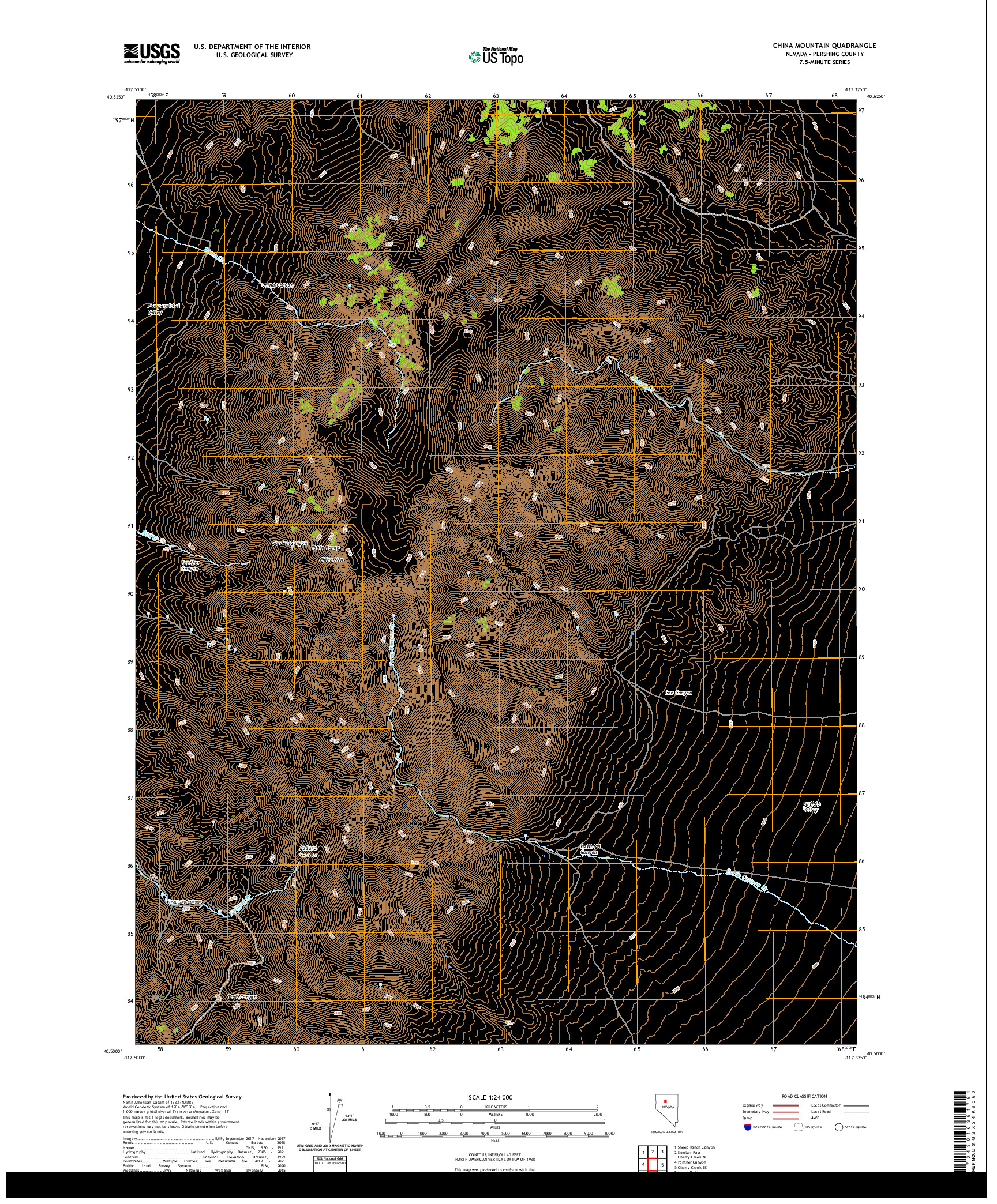 US TOPO 7.5-MINUTE MAP FOR CHINA MOUNTAIN, NV