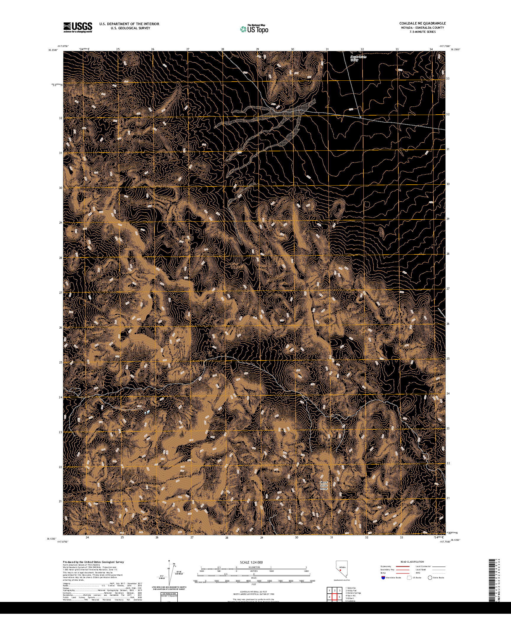 US TOPO 7.5-MINUTE MAP FOR COALDALE NE, NV