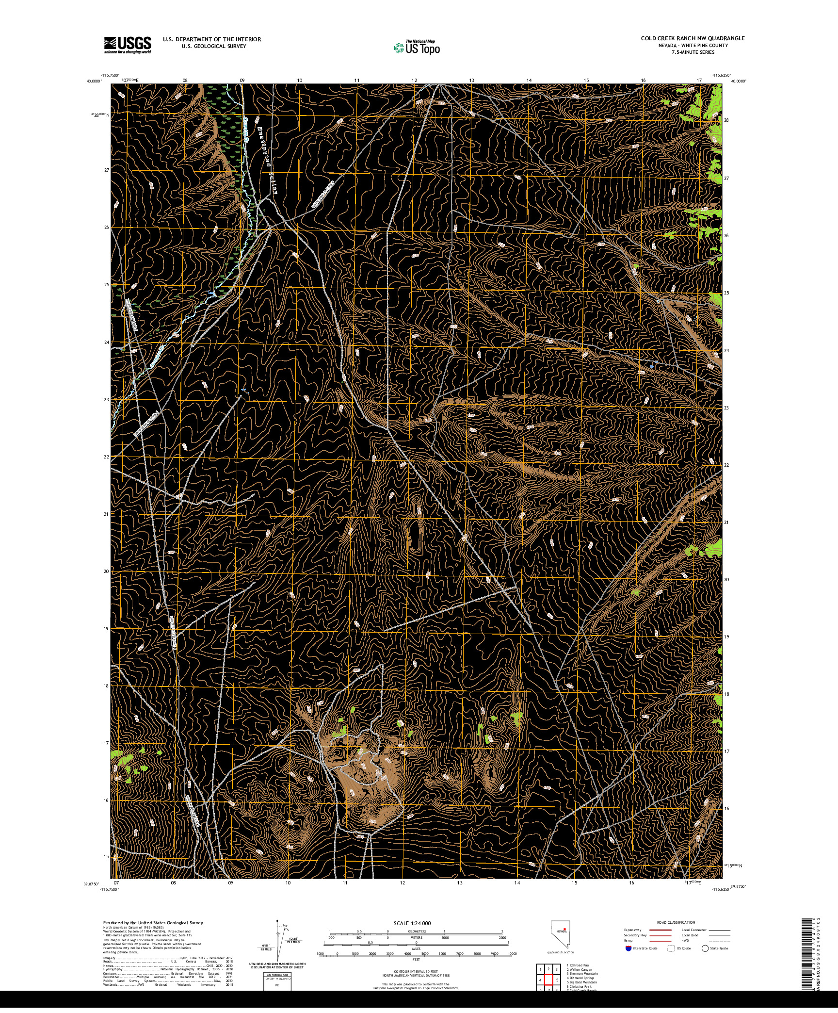 US TOPO 7.5-MINUTE MAP FOR COLD CREEK RANCH NW, NV