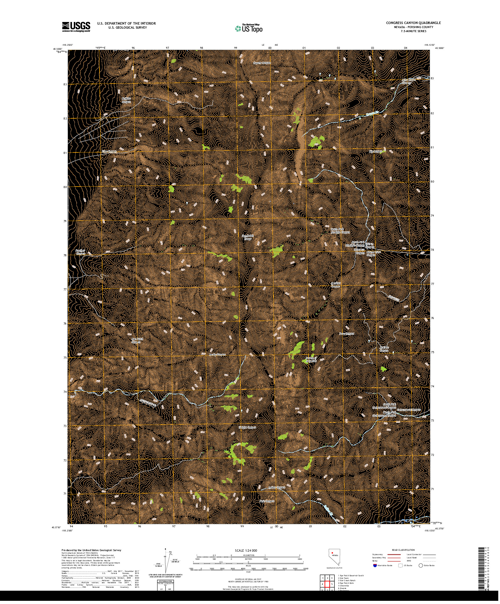 US TOPO 7.5-MINUTE MAP FOR CONGRESS CANYON, NV