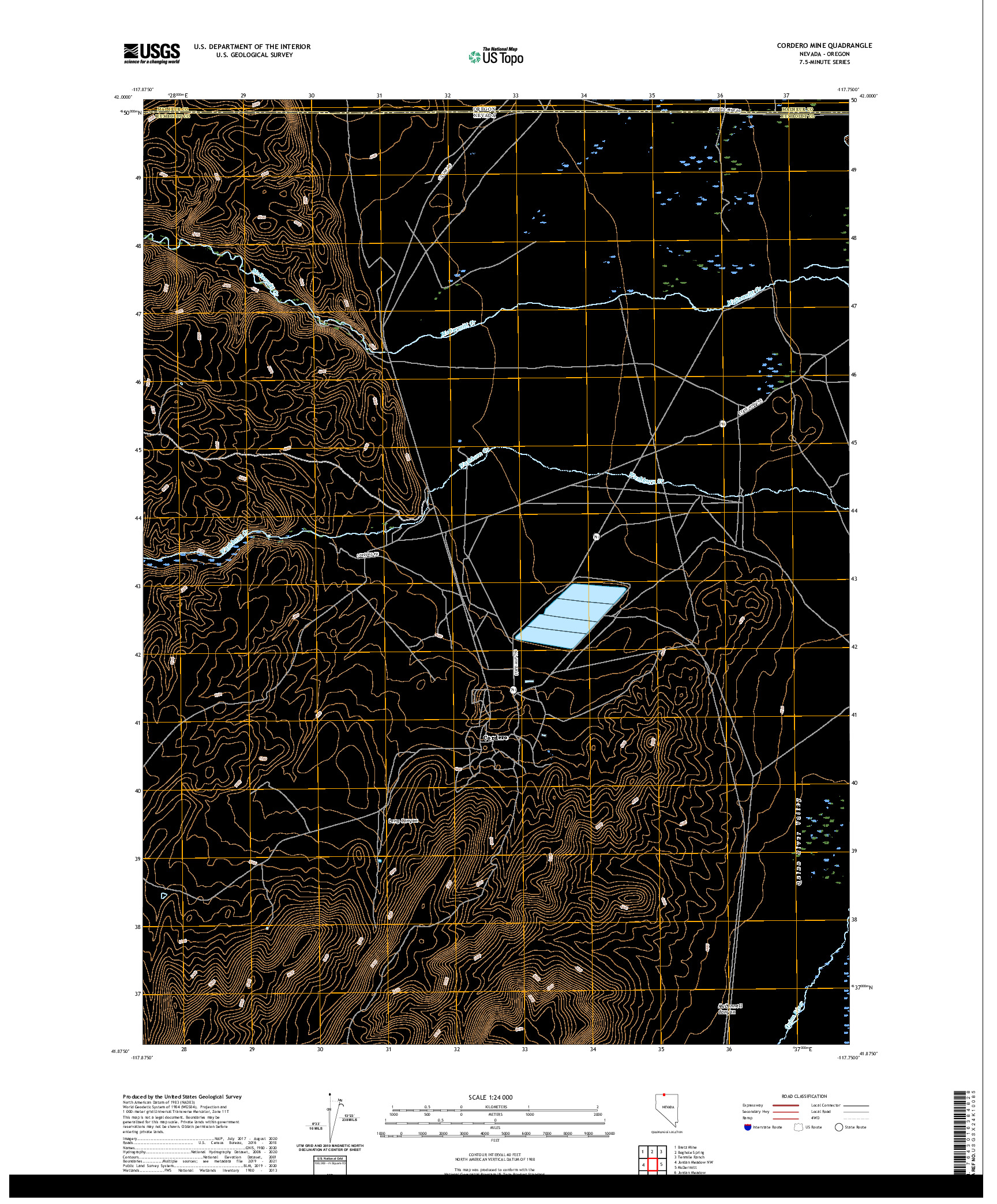 US TOPO 7.5-MINUTE MAP FOR CORDERO MINE, NV,OR