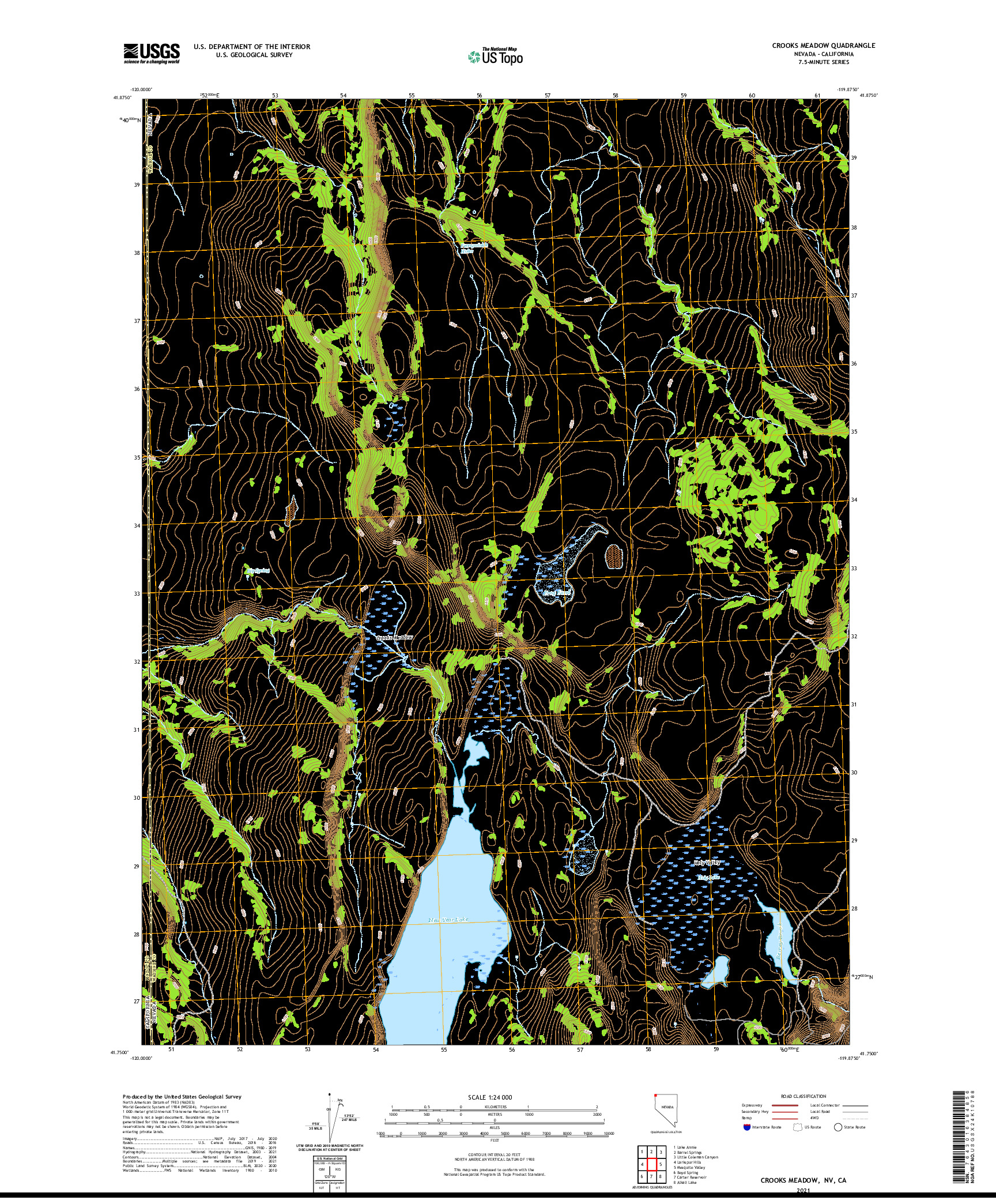 US TOPO 7.5-MINUTE MAP FOR CROOKS MEADOW, NV,CA