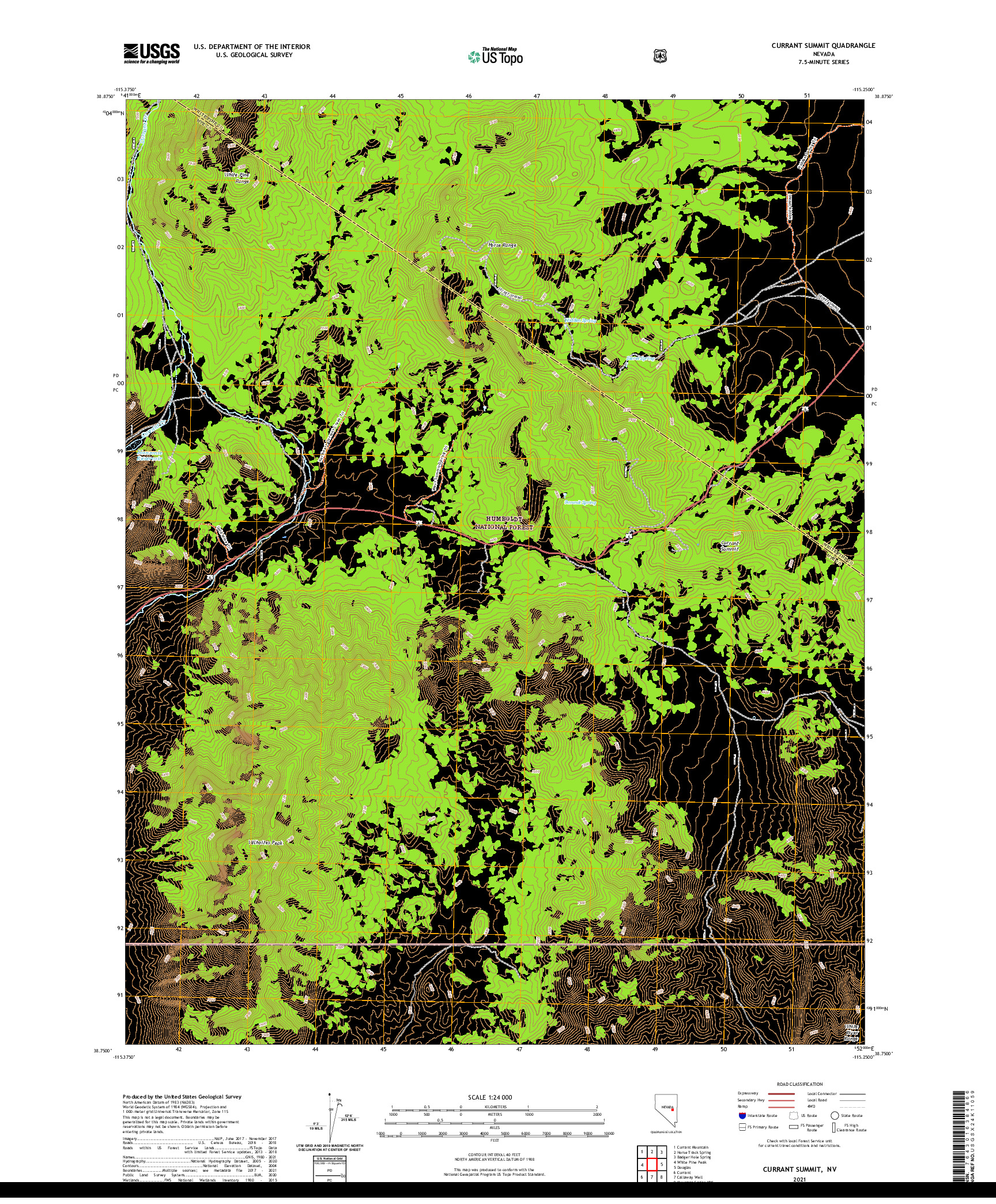 US TOPO 7.5-MINUTE MAP FOR CURRANT SUMMIT, NV