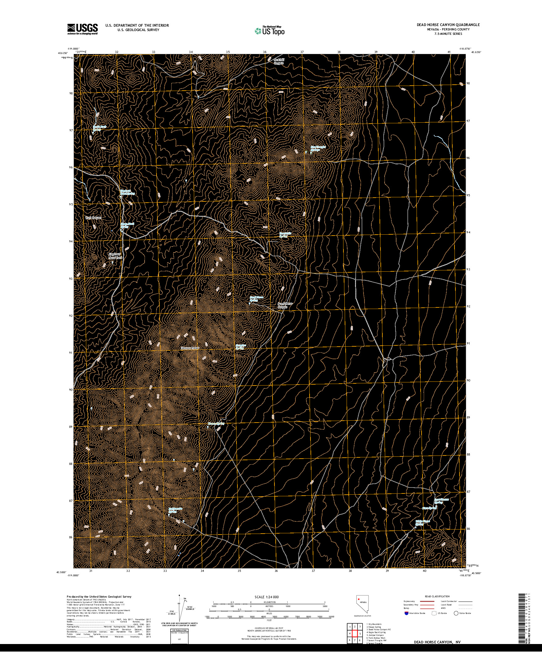 US TOPO 7.5-MINUTE MAP FOR DEAD HORSE CANYON, NV