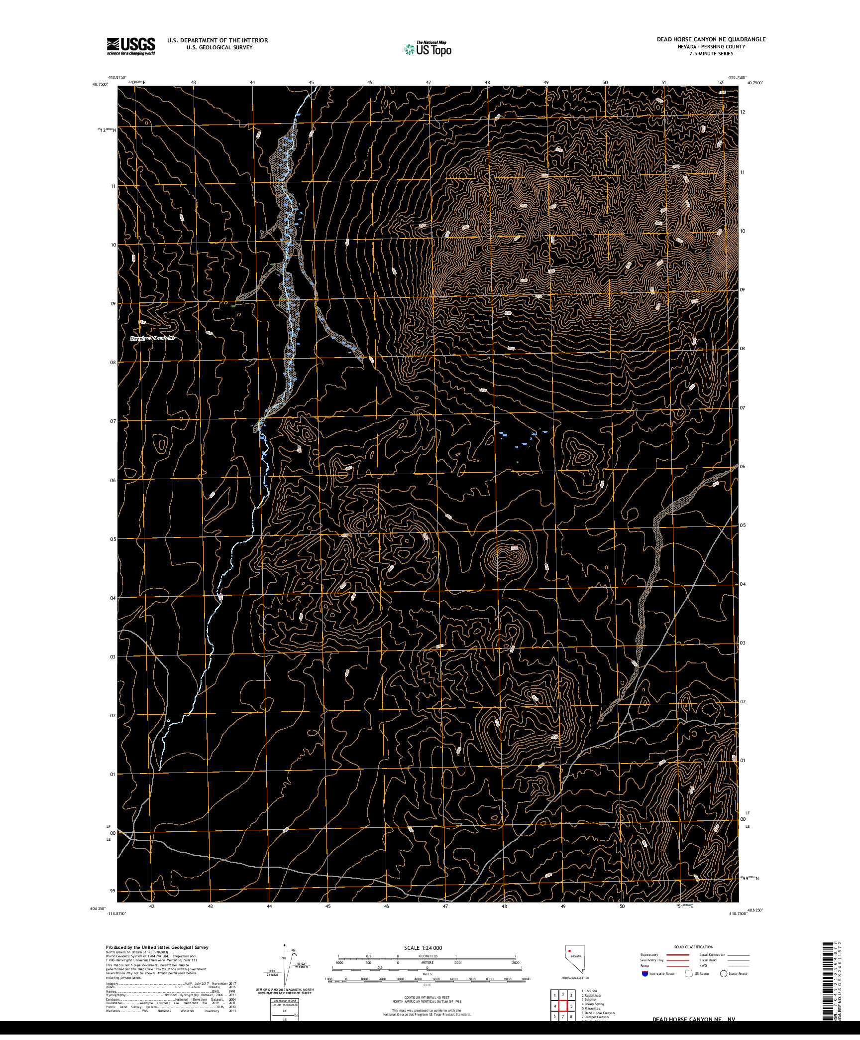 US TOPO 7.5-MINUTE MAP FOR DEAD HORSE CANYON NE, NV