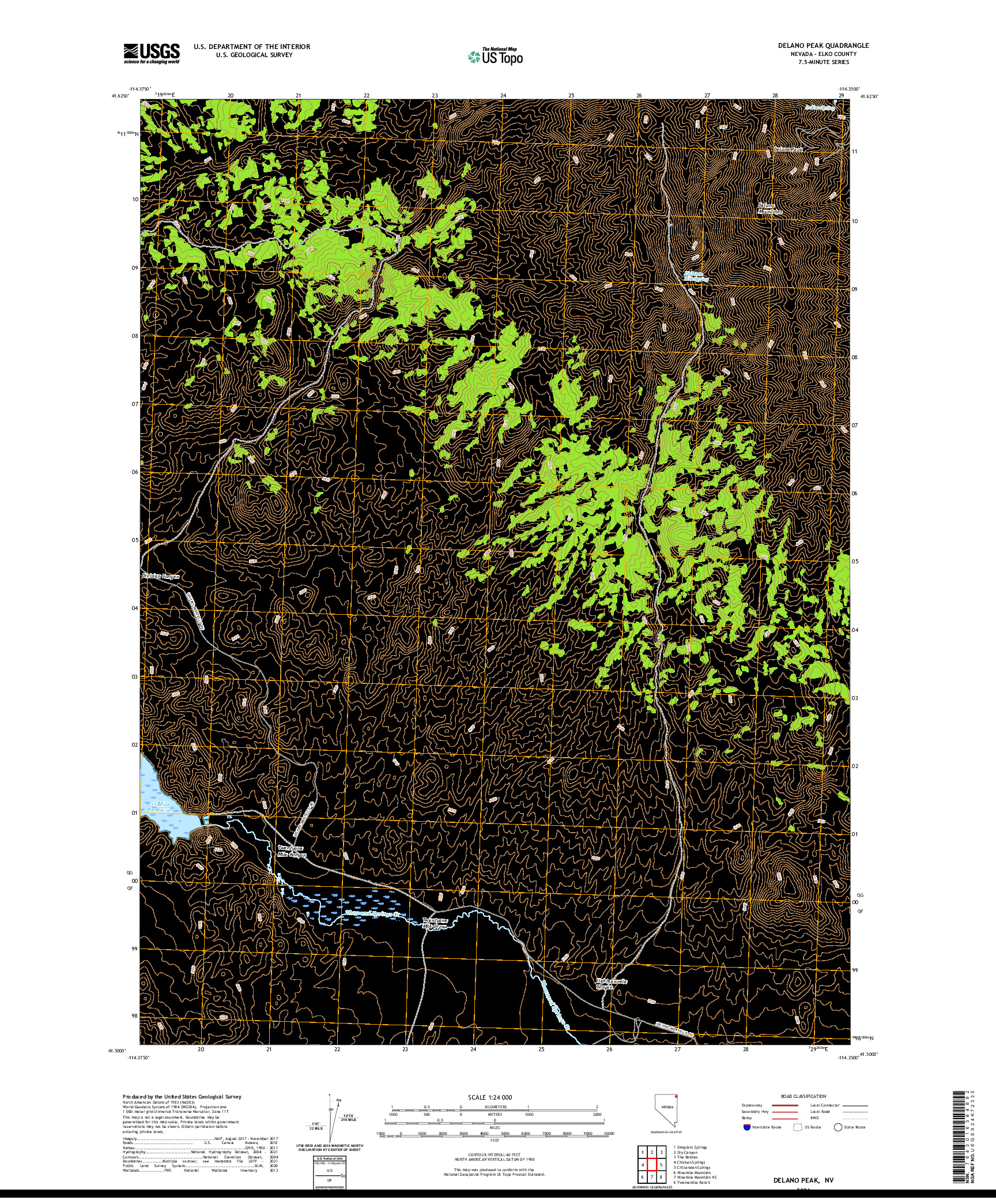 US TOPO 7.5-MINUTE MAP FOR DELANO PEAK, NV