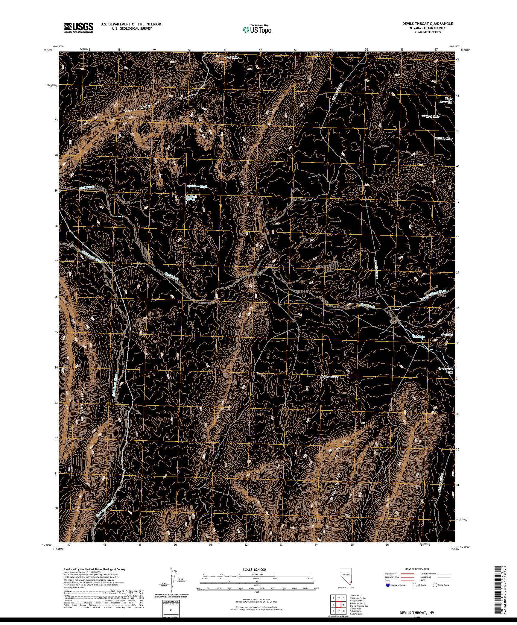 US TOPO 7.5-MINUTE MAP FOR DEVILS THROAT, NV