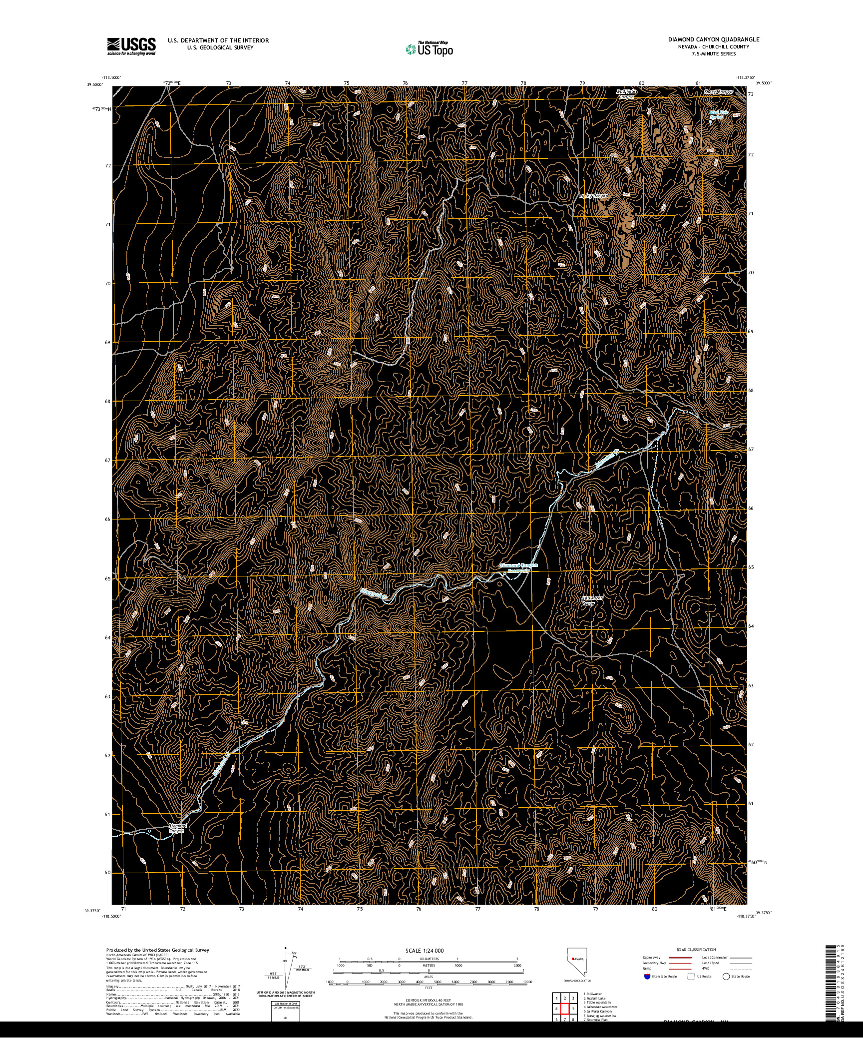 US TOPO 7.5-MINUTE MAP FOR DIAMOND CANYON, NV