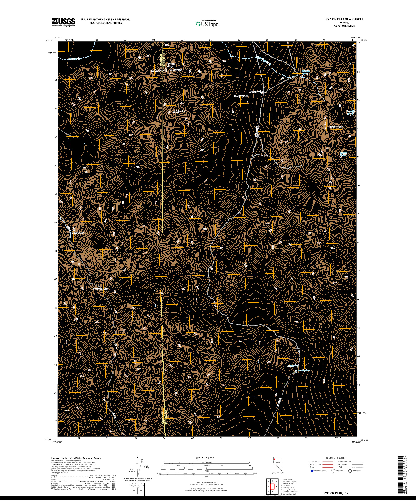 US TOPO 7.5-MINUTE MAP FOR DIVISION PEAK, NV