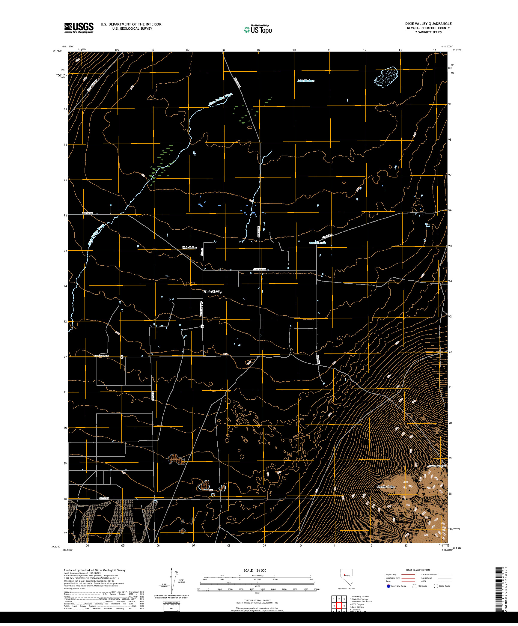 US TOPO 7.5-MINUTE MAP FOR DIXIE VALLEY, NV