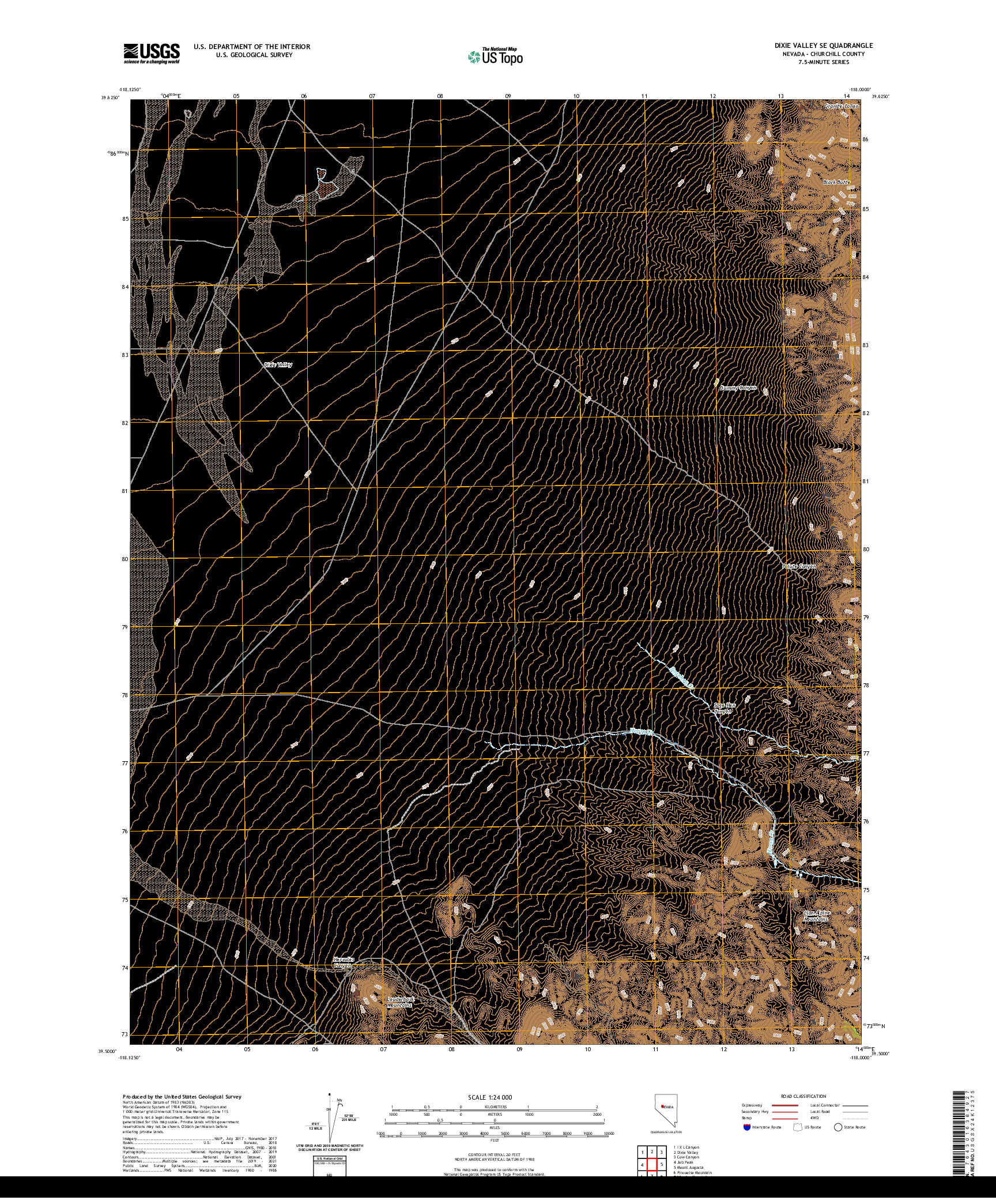 US TOPO 7.5-MINUTE MAP FOR DIXIE VALLEY SE, NV