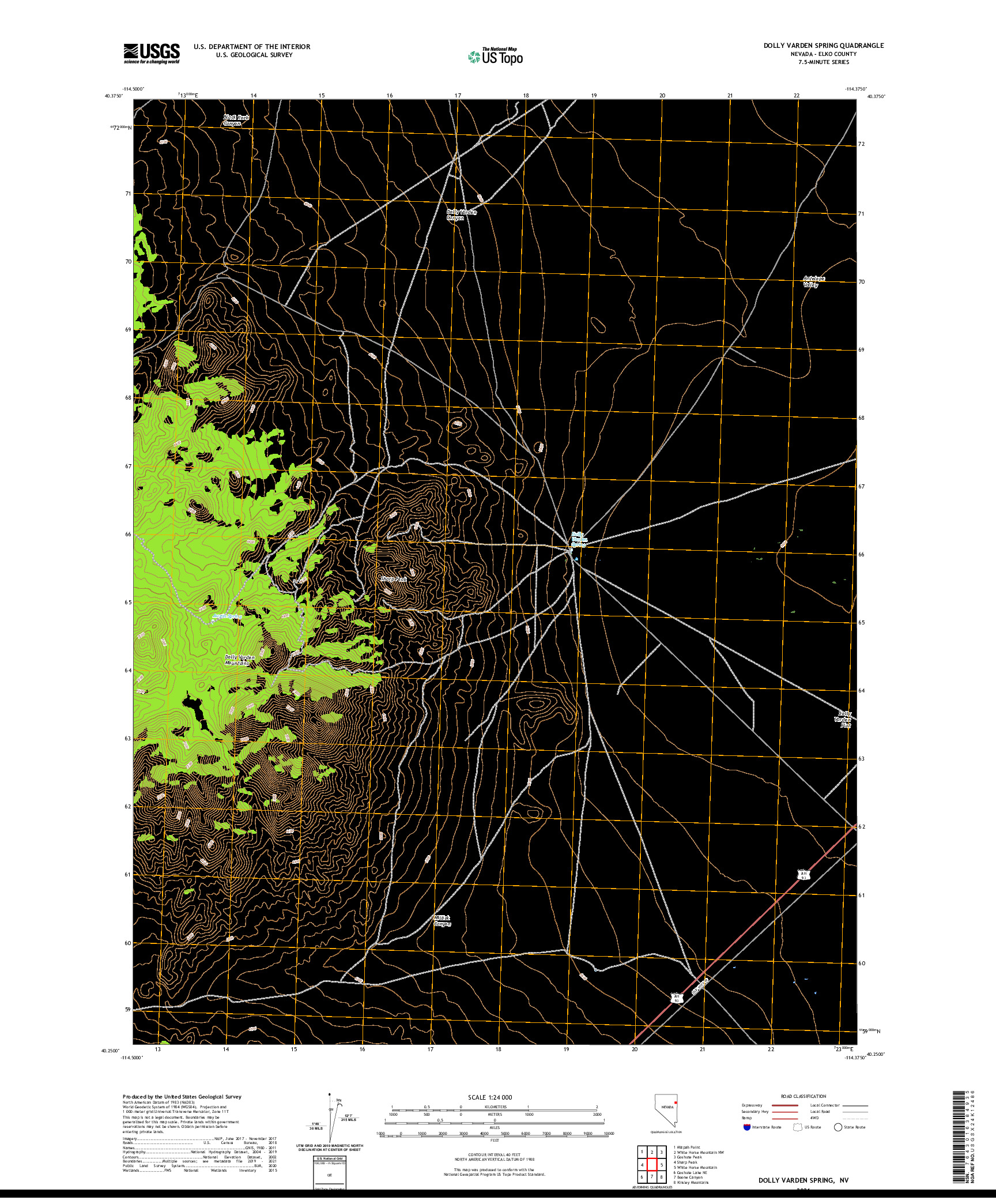 US TOPO 7.5-MINUTE MAP FOR DOLLY VARDEN SPRING, NV