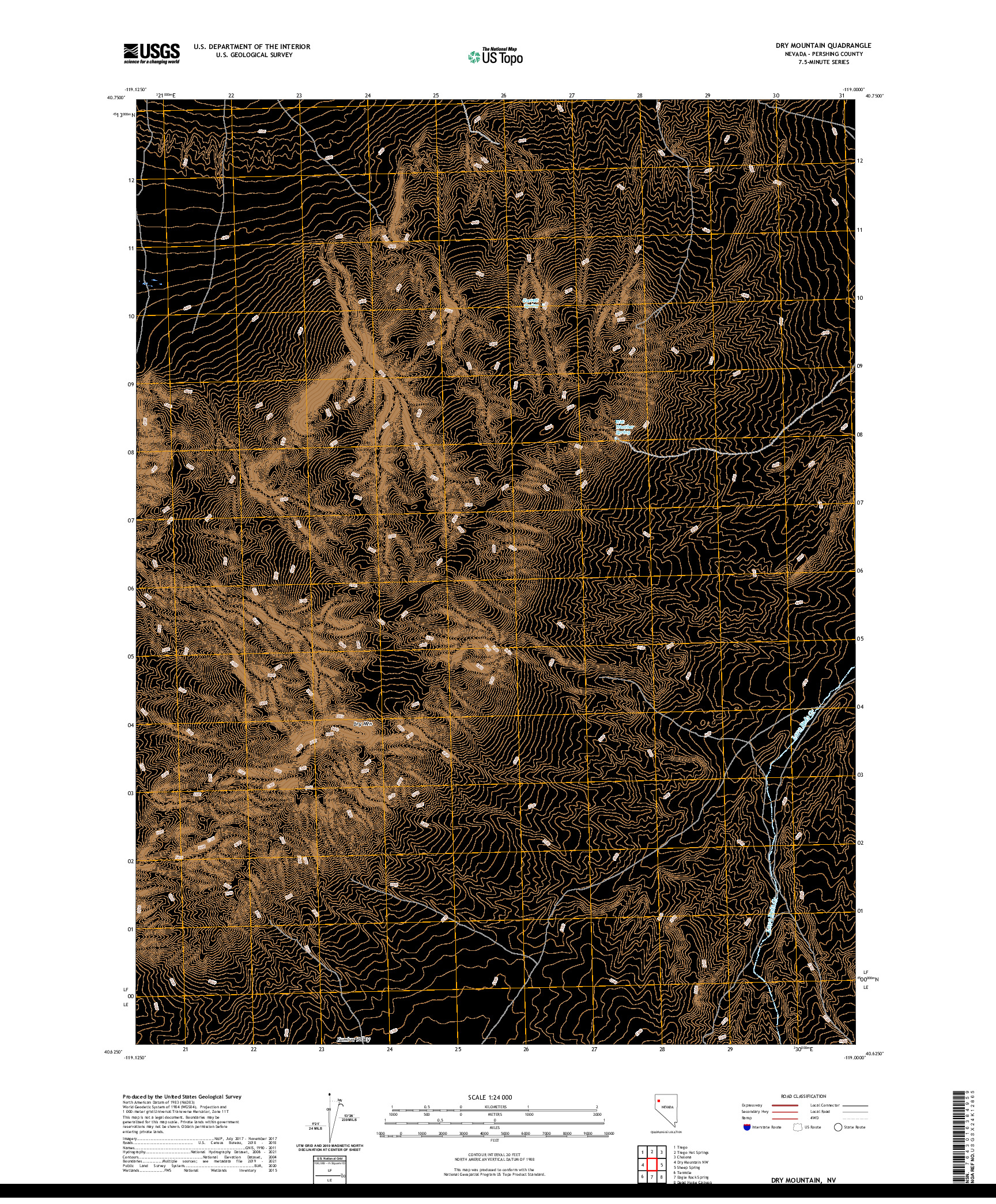 US TOPO 7.5-MINUTE MAP FOR DRY MOUNTAIN, NV