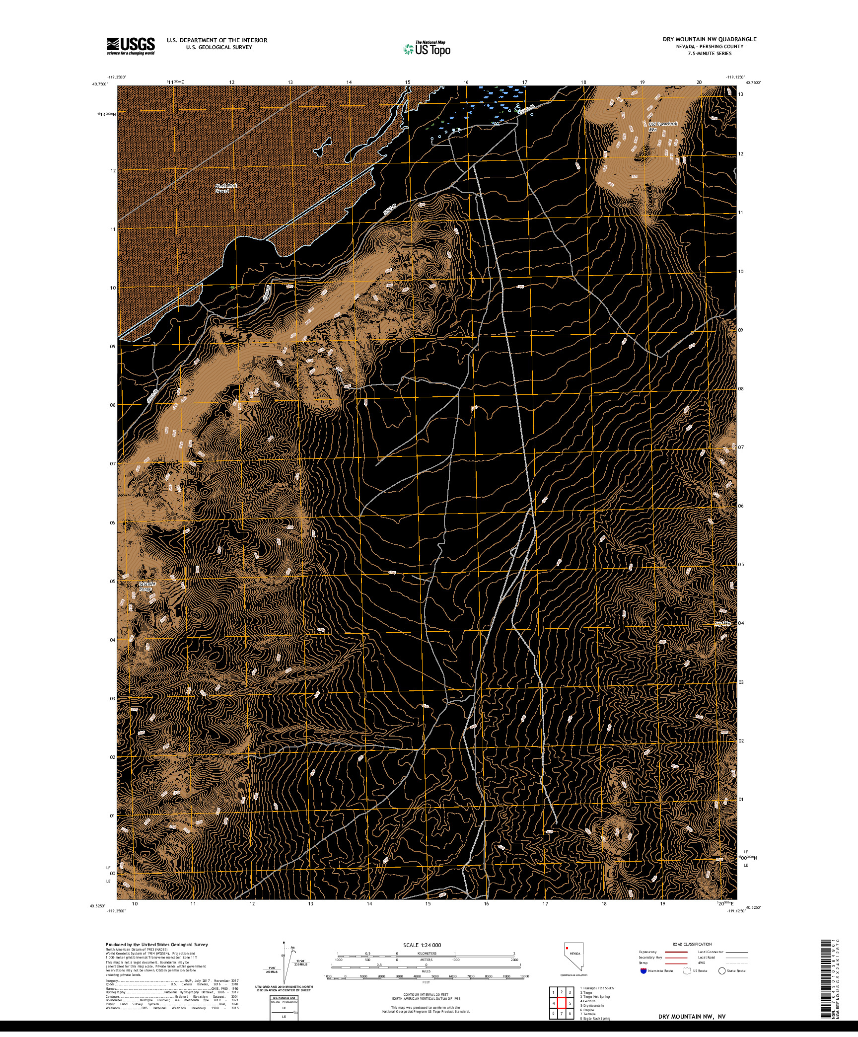 US TOPO 7.5-MINUTE MAP FOR DRY MOUNTAIN NW, NV