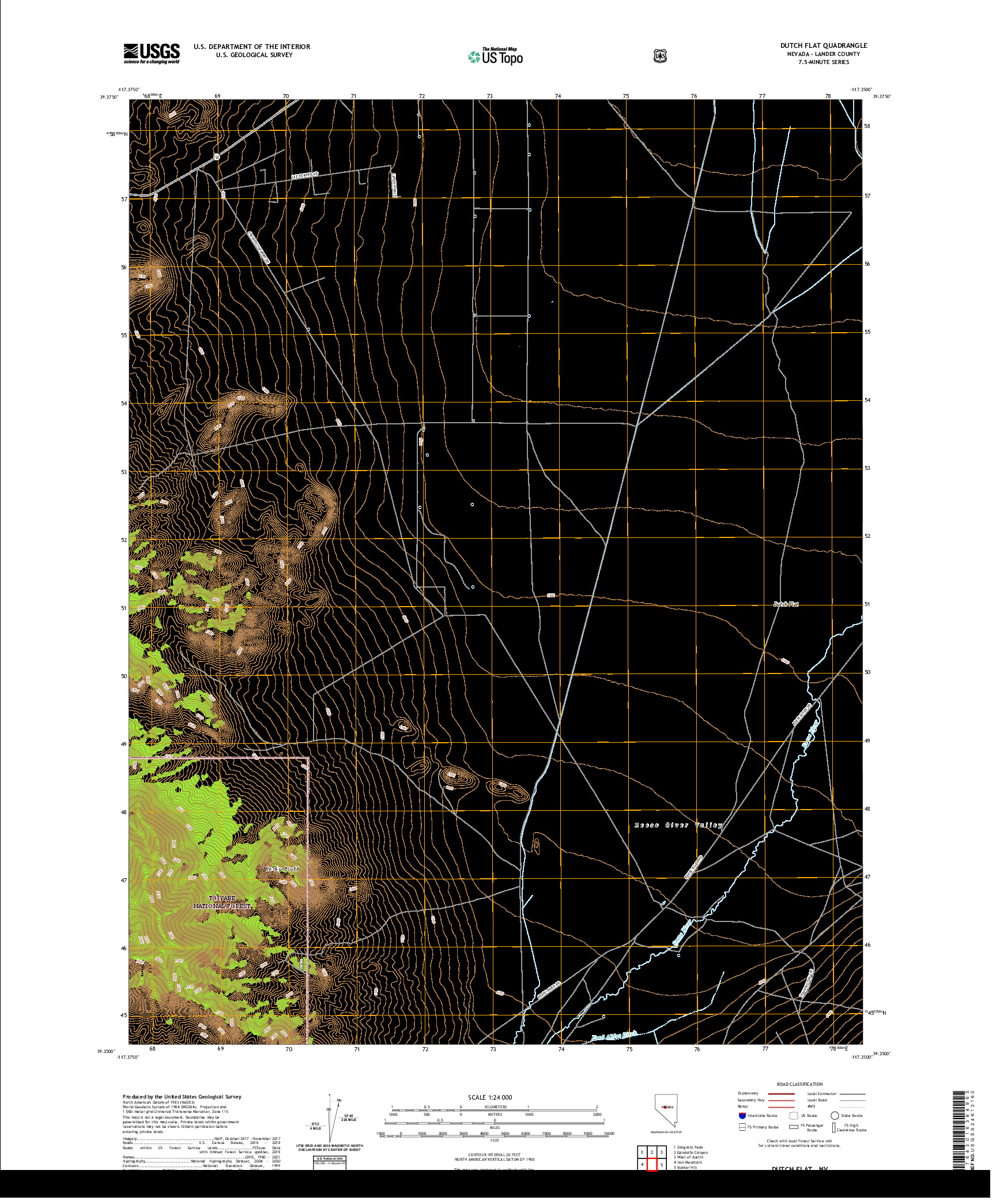 US TOPO 7.5-MINUTE MAP FOR DUTCH FLAT, NV