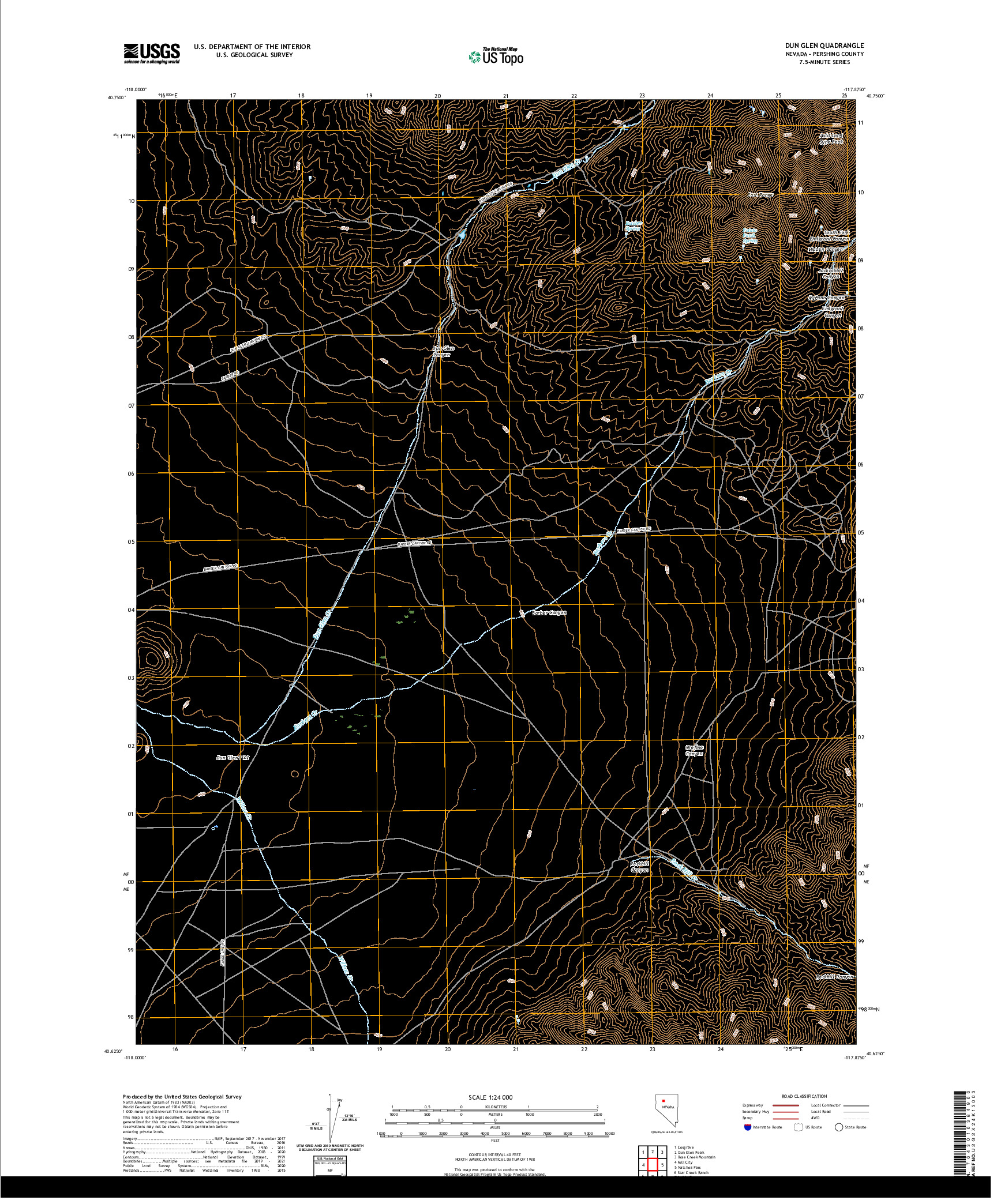 US TOPO 7.5-MINUTE MAP FOR DUN GLEN, NV