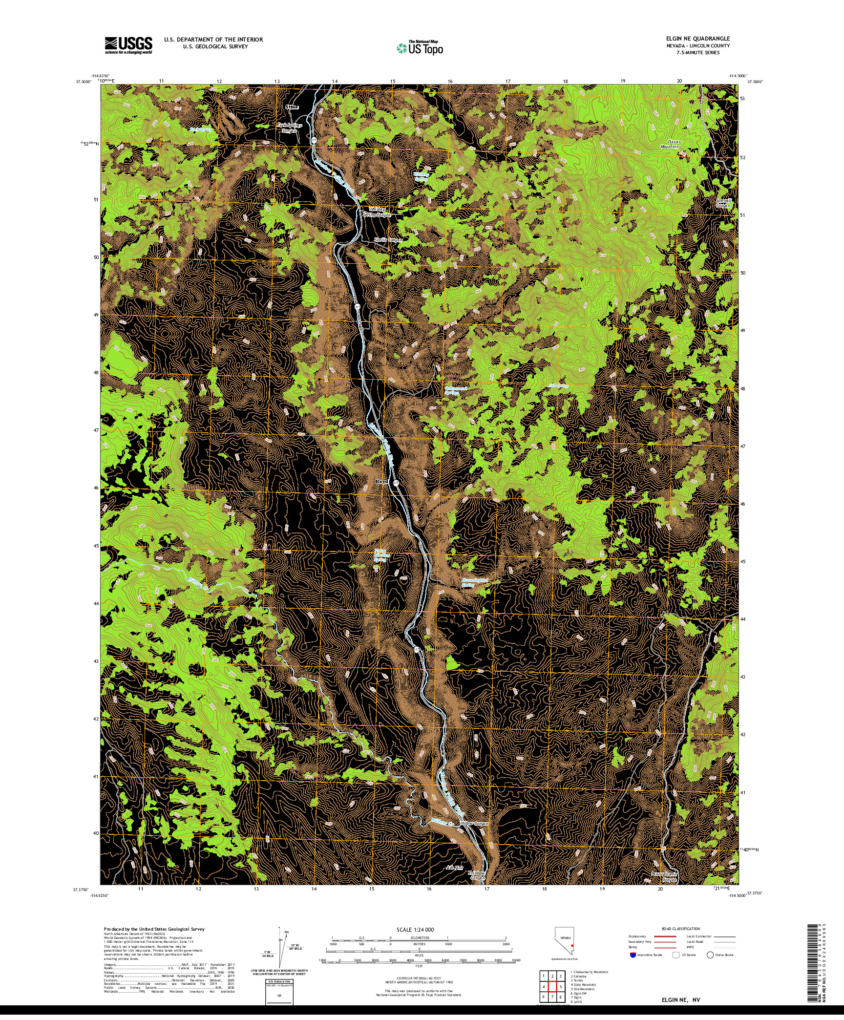 US TOPO 7.5-MINUTE MAP FOR ELGIN NE, NV