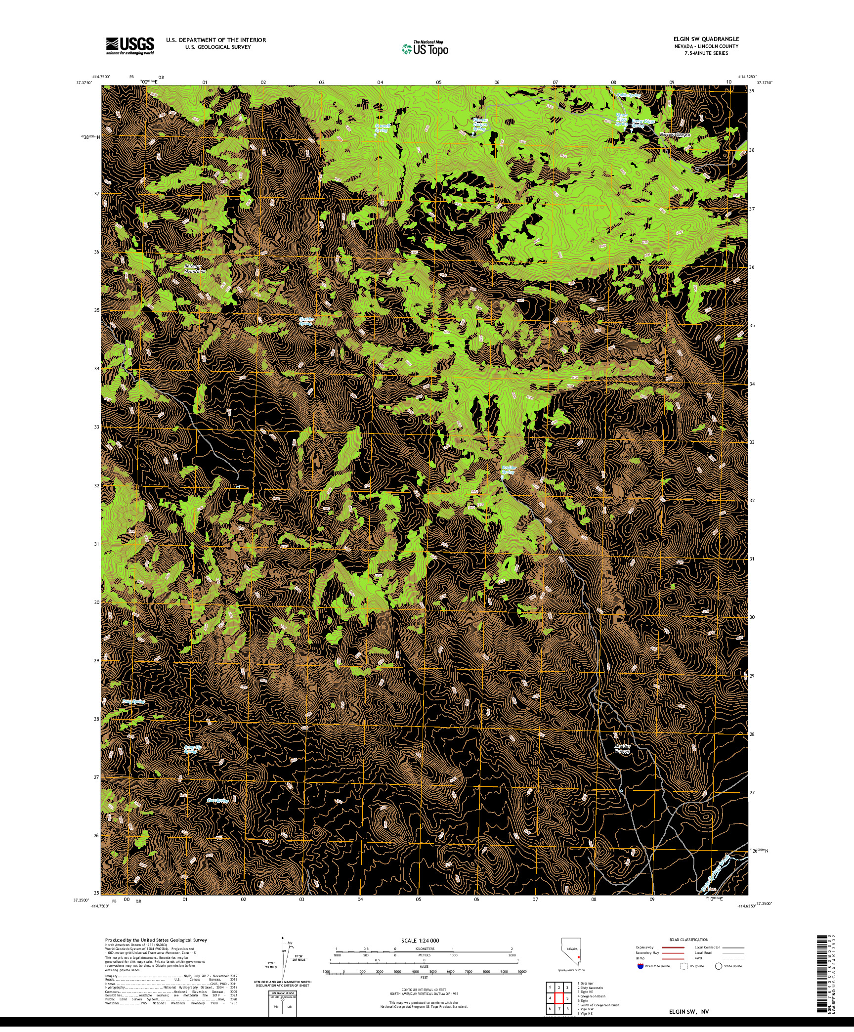 US TOPO 7.5-MINUTE MAP FOR ELGIN SW, NV