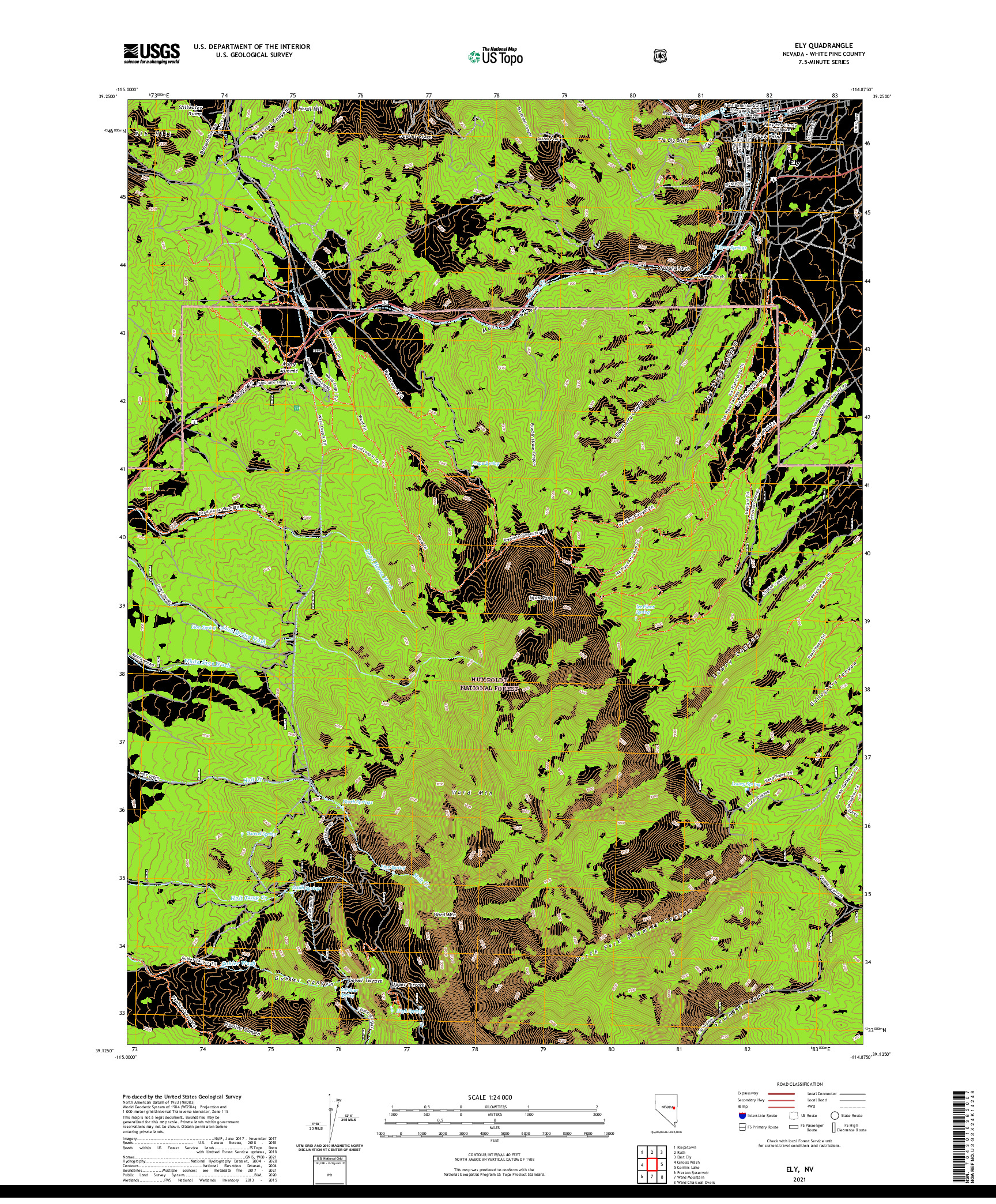 US TOPO 7.5-MINUTE MAP FOR ELY, NV