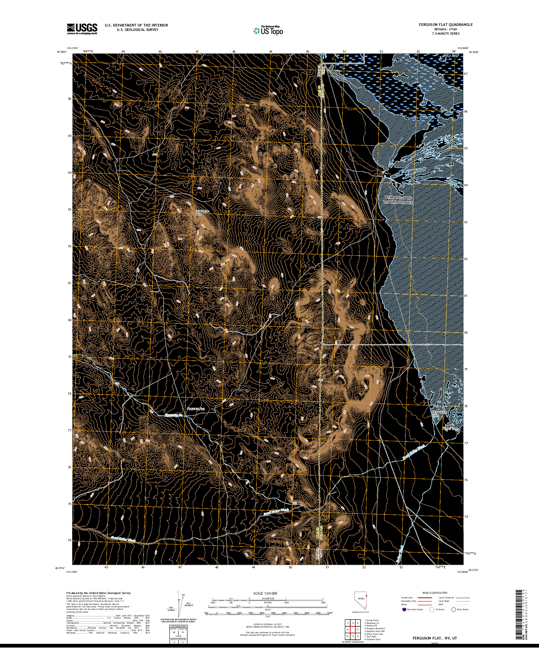 US TOPO 7.5-MINUTE MAP FOR FERGUSON FLAT, NV,UT