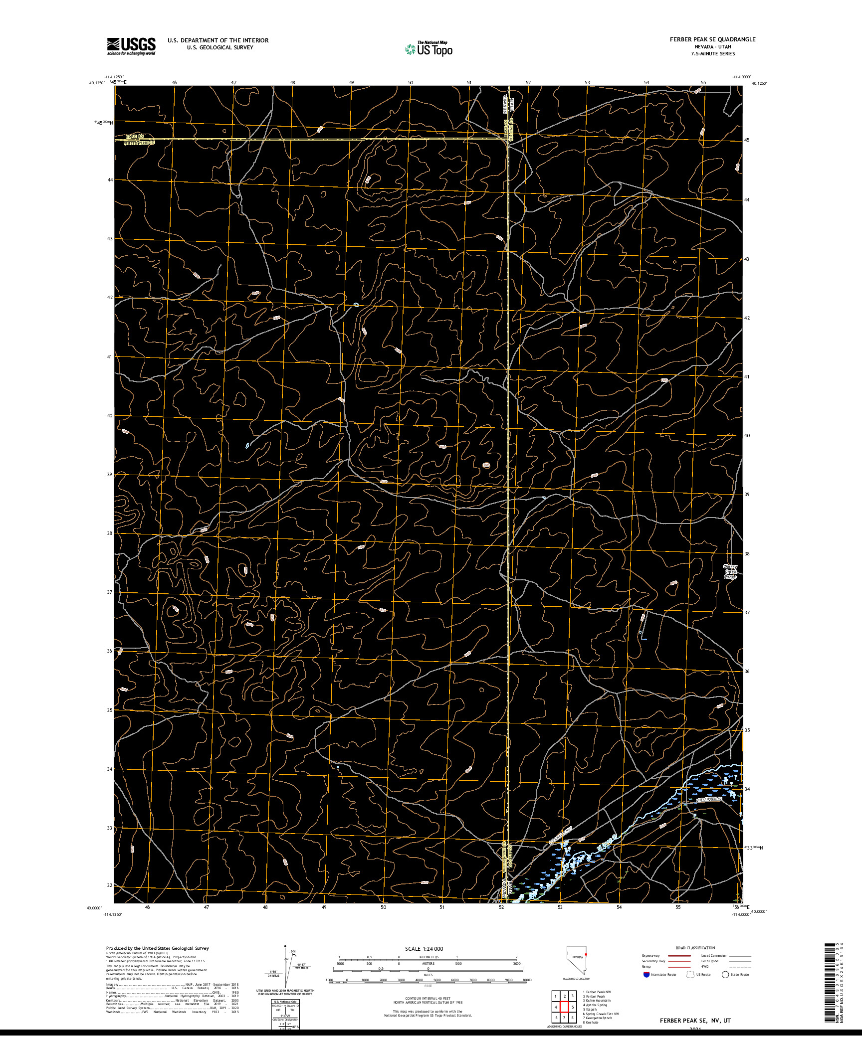 US TOPO 7.5-MINUTE MAP FOR FERBER PEAK SE, NV,UT