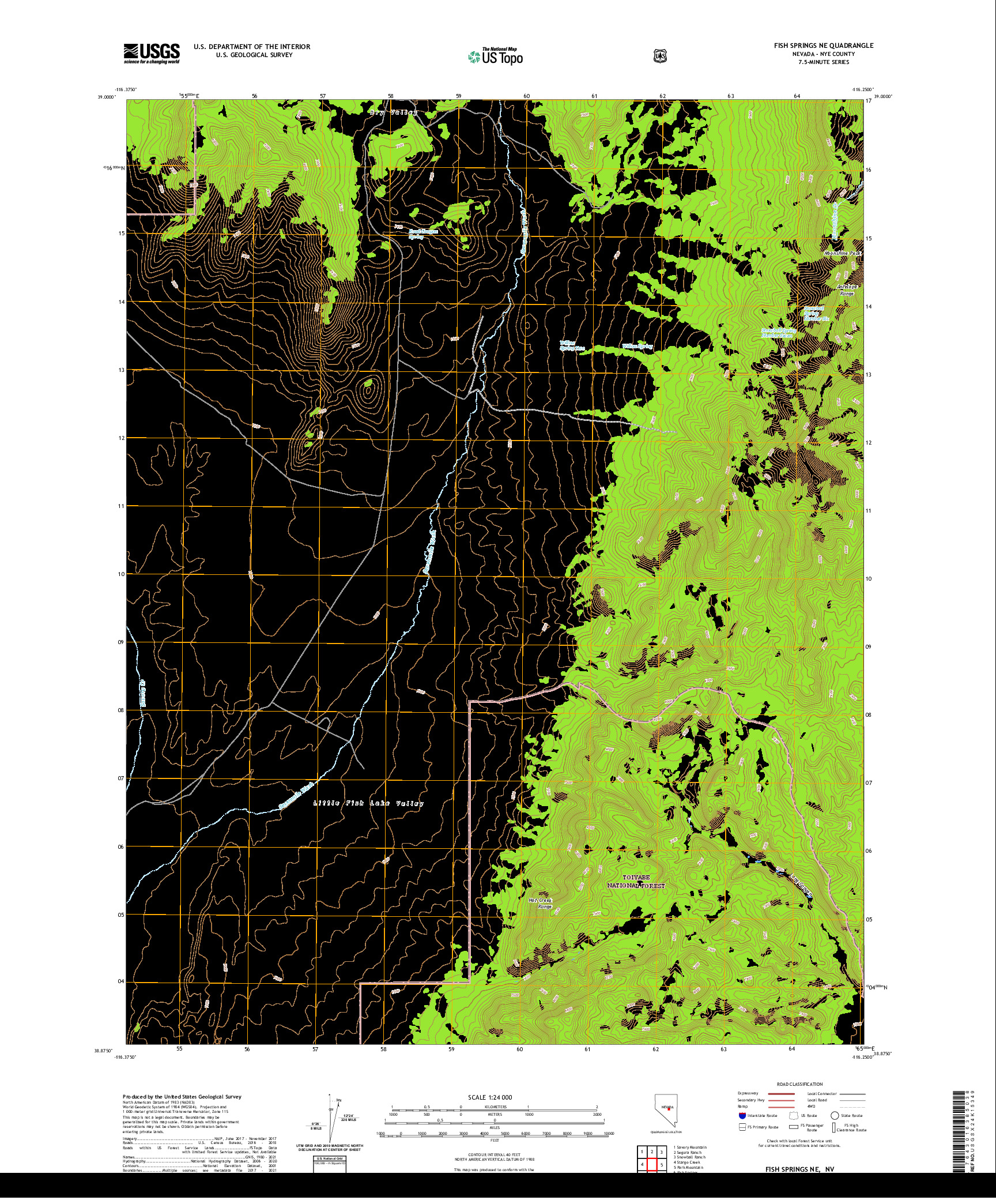 US TOPO 7.5-MINUTE MAP FOR FISH SPRINGS NE, NV