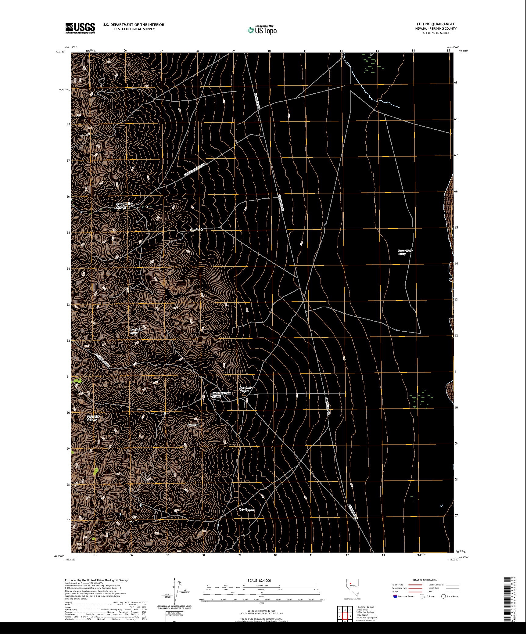 US TOPO 7.5-MINUTE MAP FOR FITTING, NV