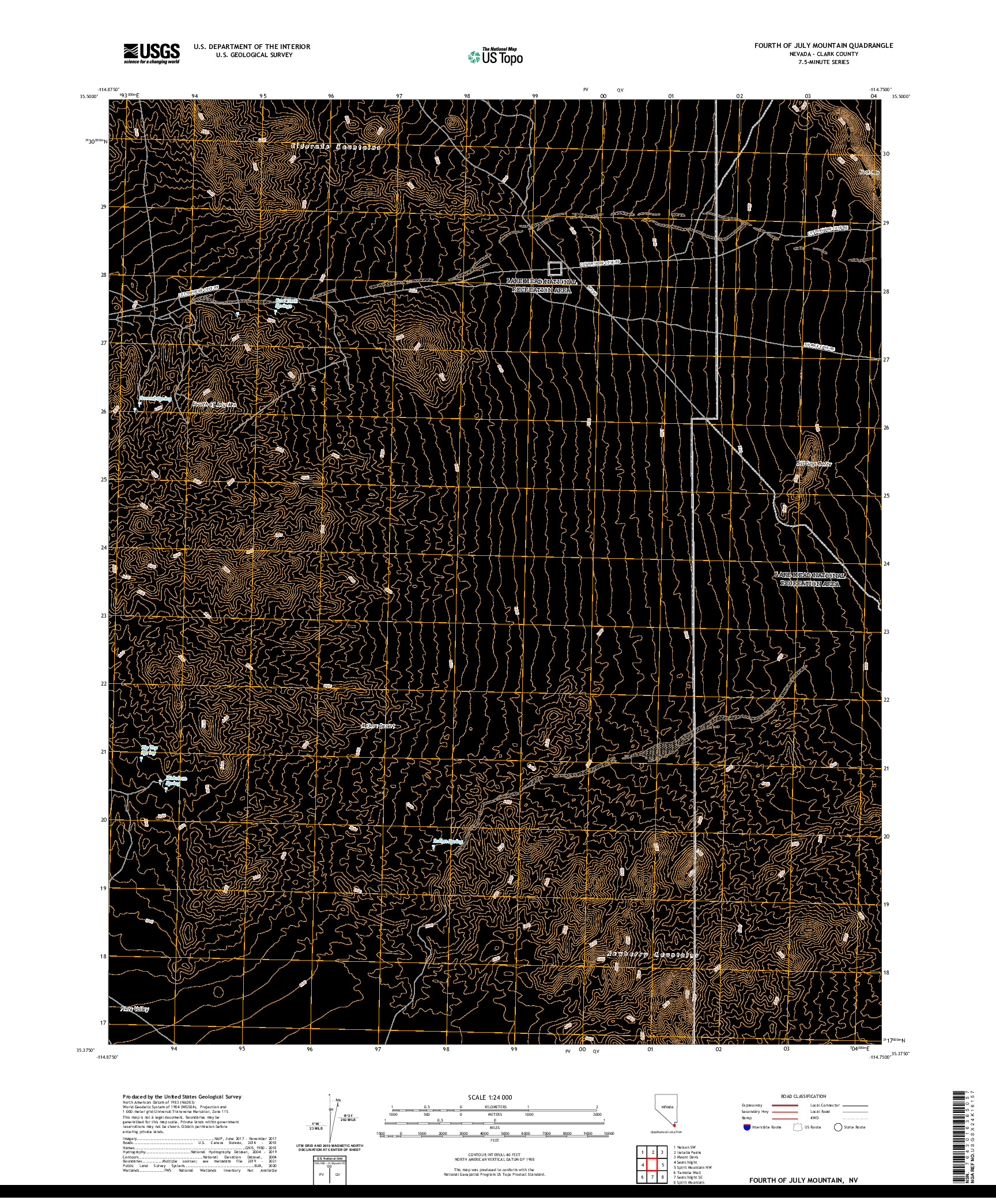 US TOPO 7.5-MINUTE MAP FOR FOURTH OF JULY MOUNTAIN, NV