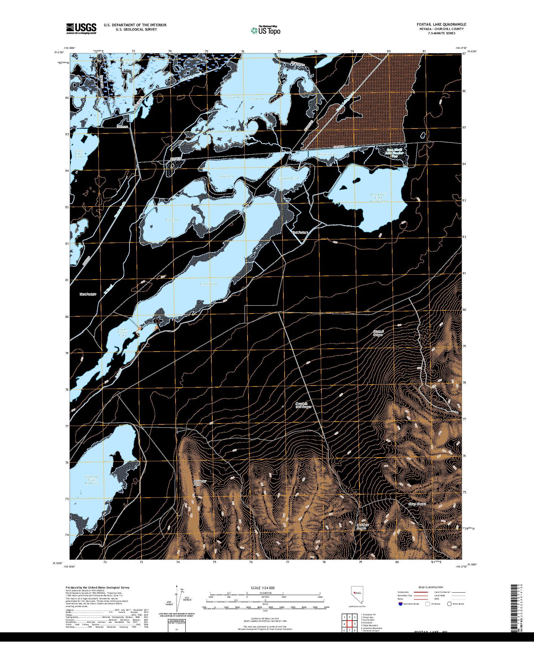 US TOPO 7.5-MINUTE MAP FOR FOXTAIL LAKE, NV