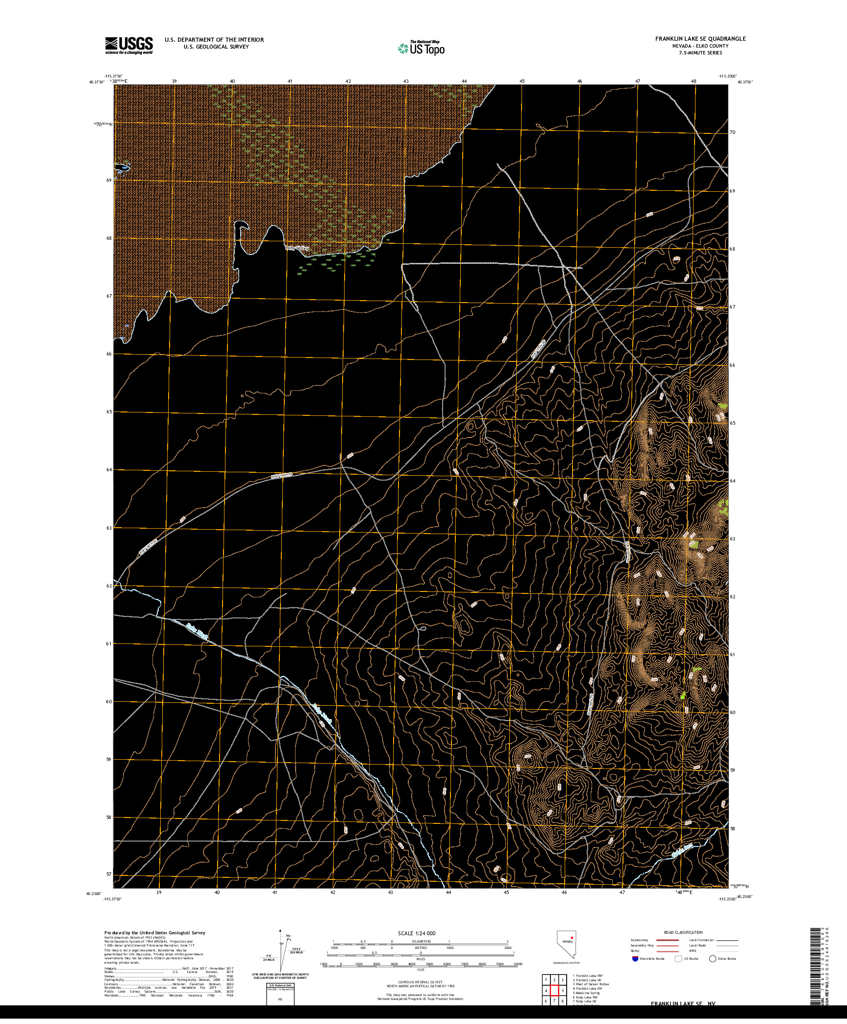 US TOPO 7.5-MINUTE MAP FOR FRANKLIN LAKE SE, NV