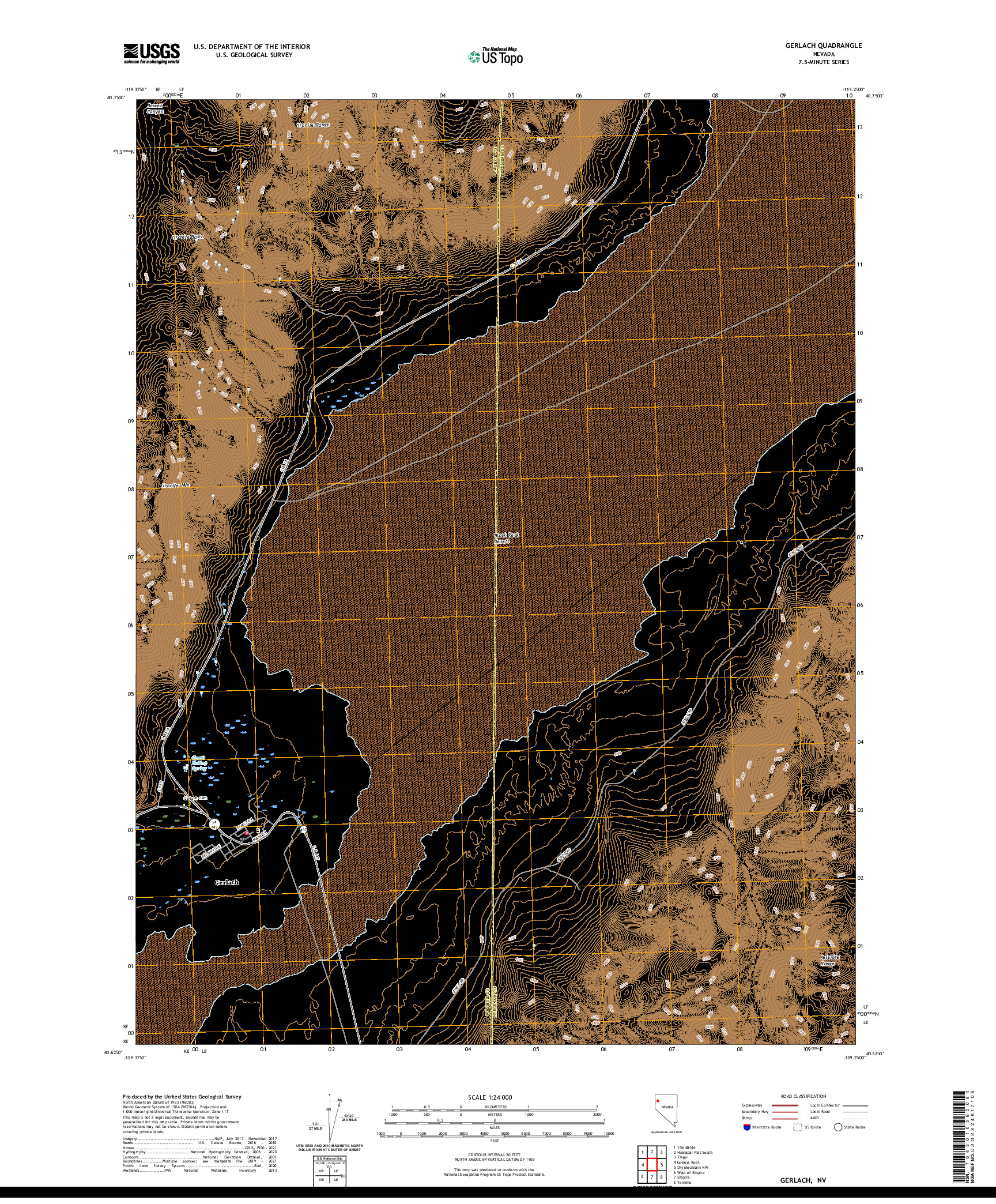 US TOPO 7.5-MINUTE MAP FOR GERLACH, NV