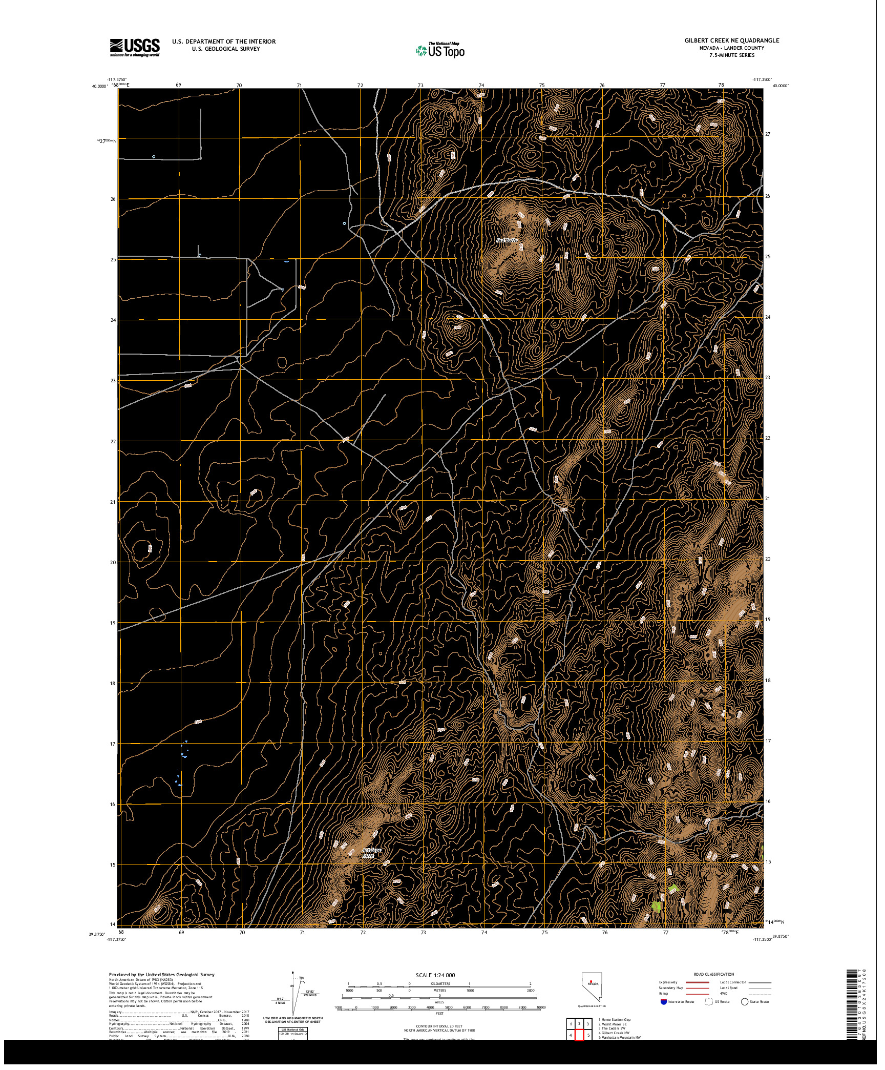 US TOPO 7.5-MINUTE MAP FOR GILBERT CREEK NE, NV