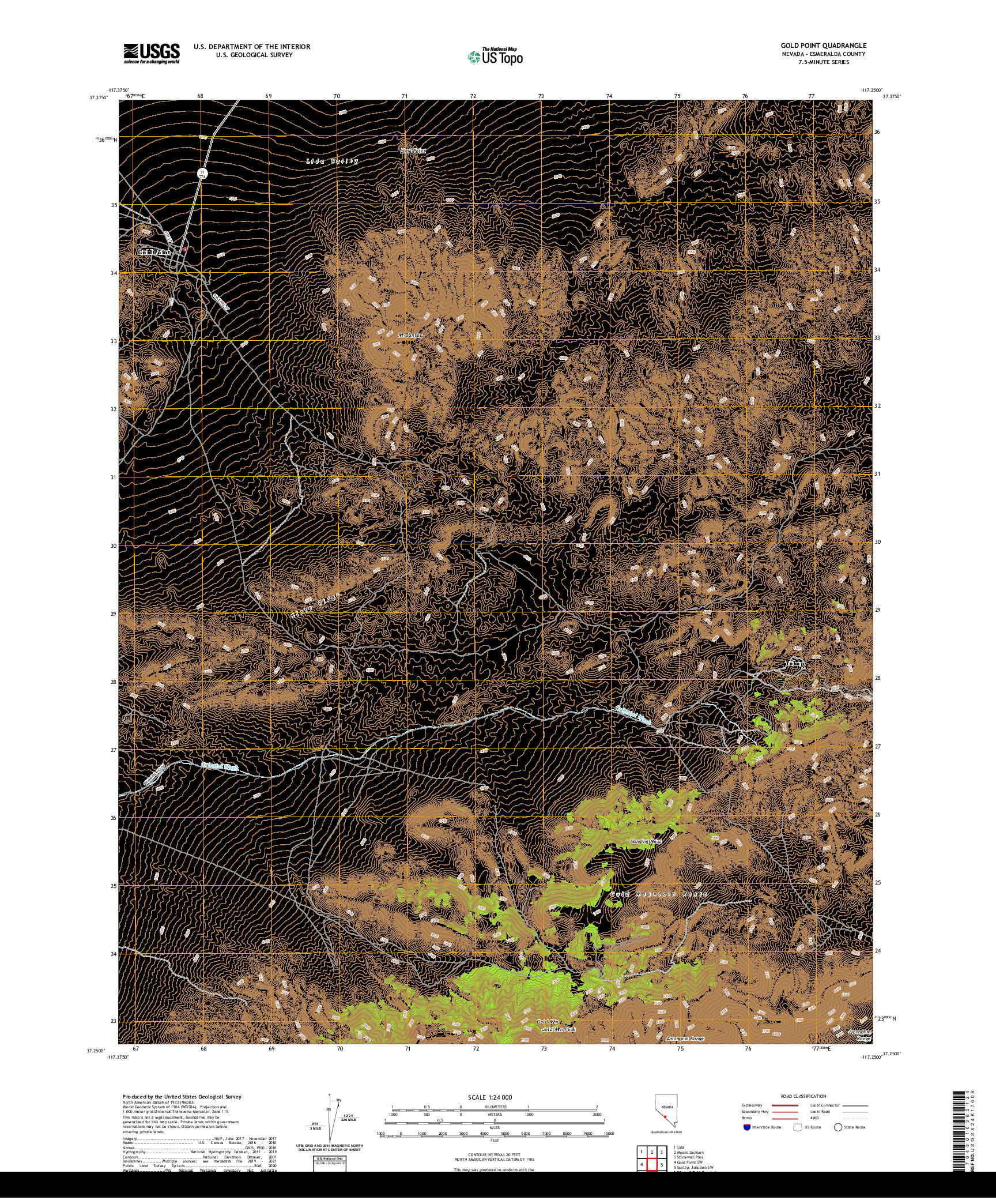 US TOPO 7.5-MINUTE MAP FOR GOLD POINT, NV