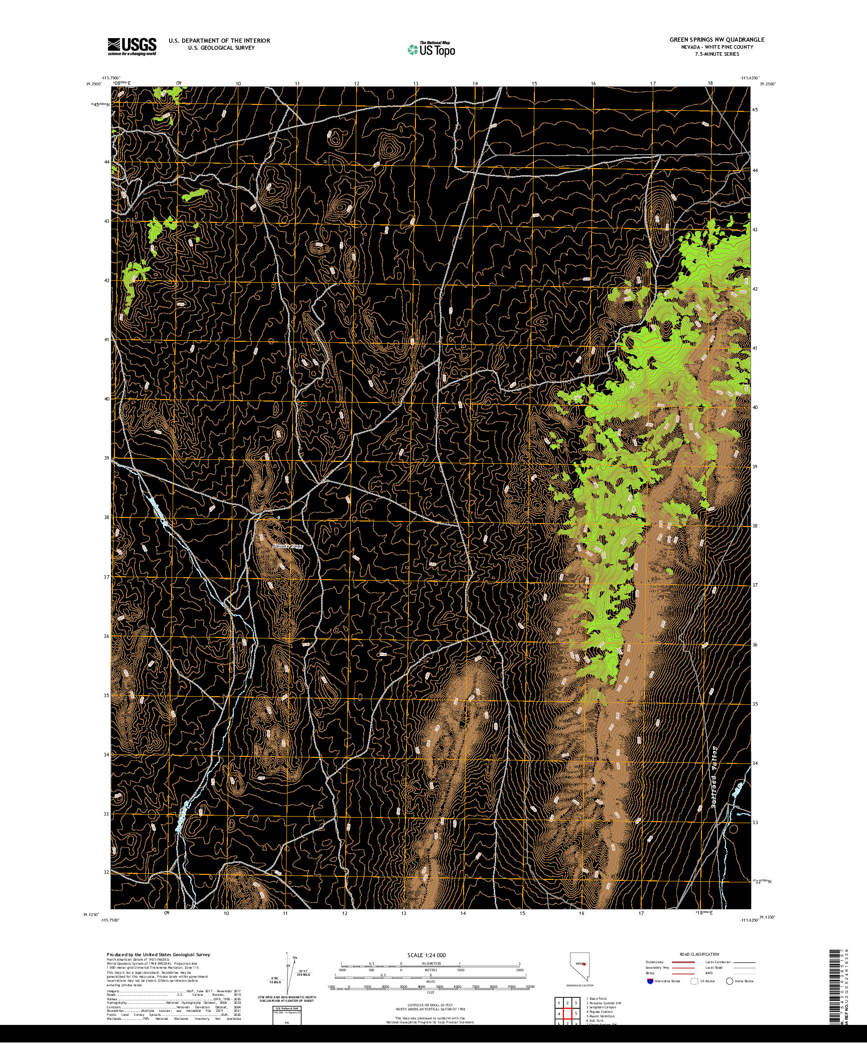 US TOPO 7.5-MINUTE MAP FOR GREEN SPRINGS NW, NV