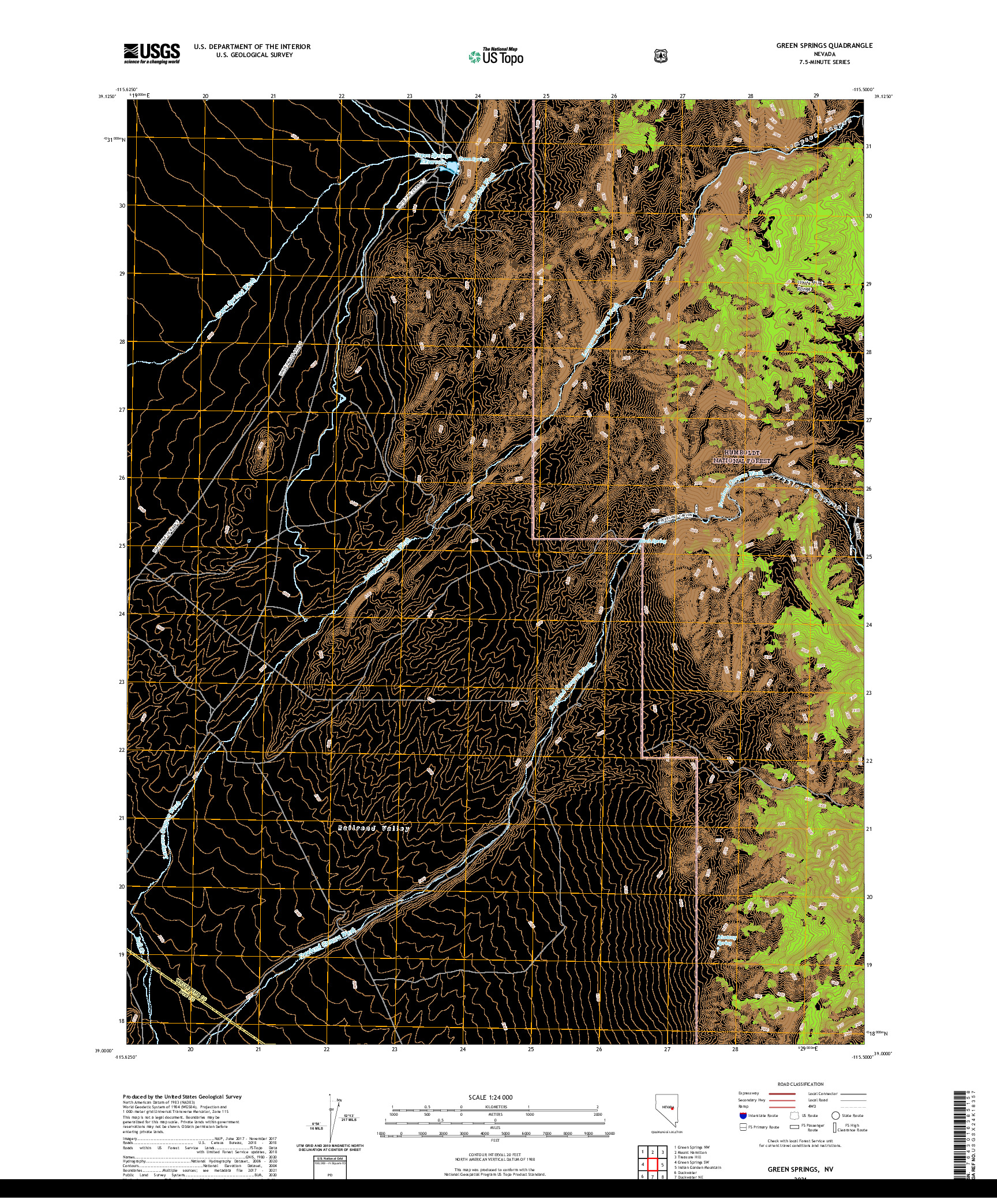 US TOPO 7.5-MINUTE MAP FOR GREEN SPRINGS, NV