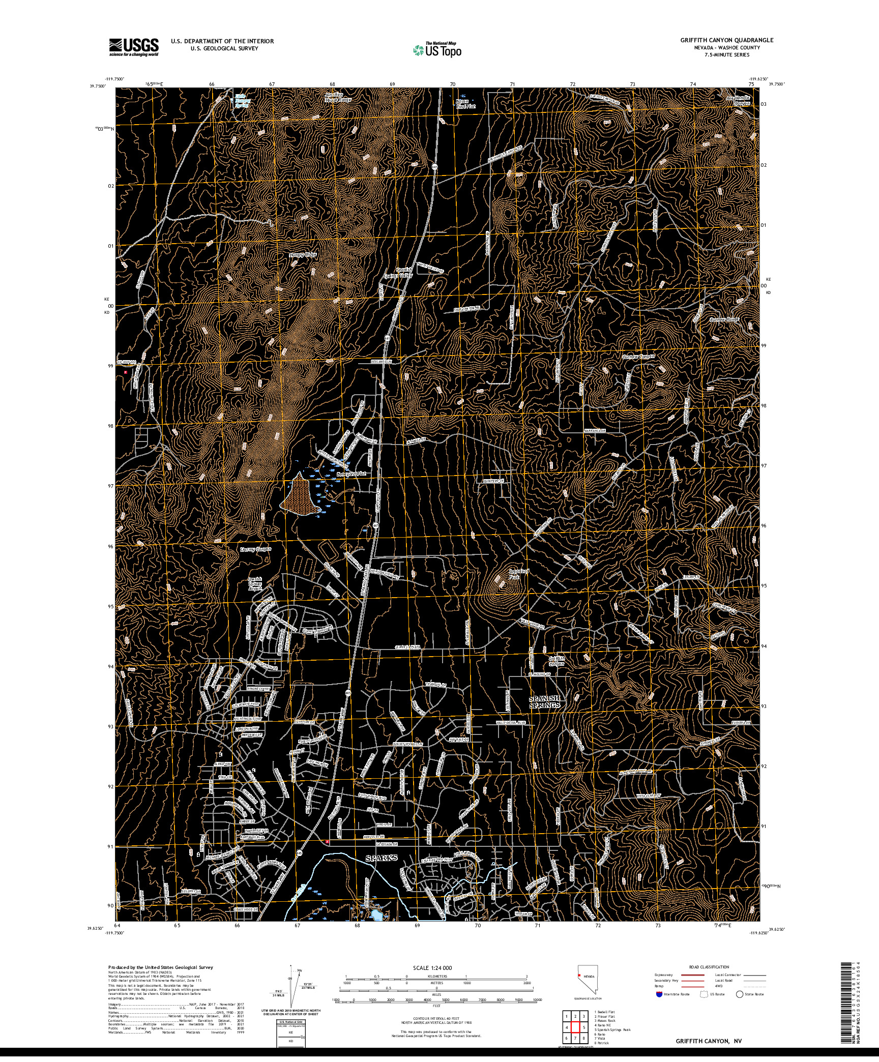 US TOPO 7.5-MINUTE MAP FOR GRIFFITH CANYON, NV