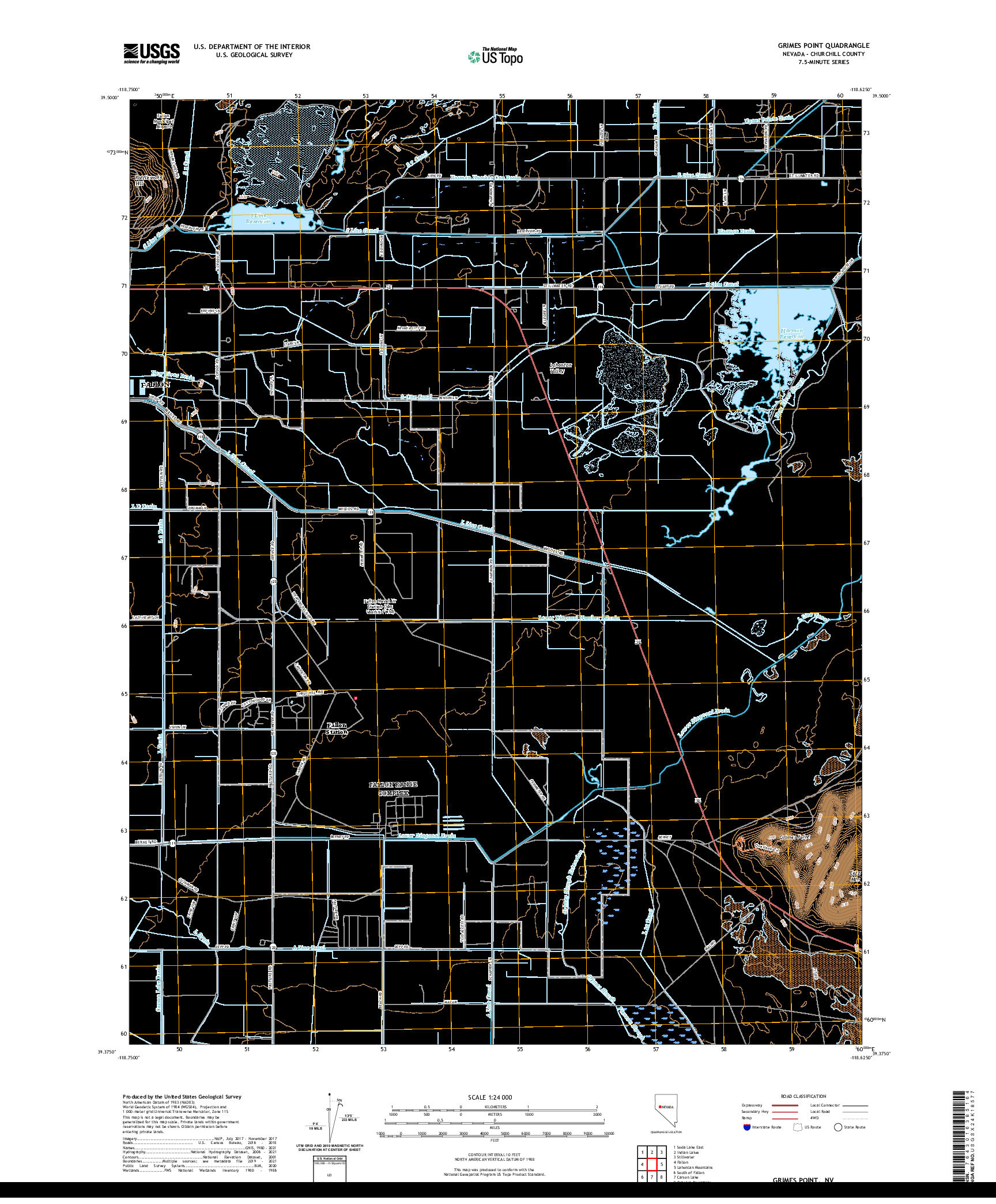 US TOPO 7.5-MINUTE MAP FOR GRIMES POINT, NV