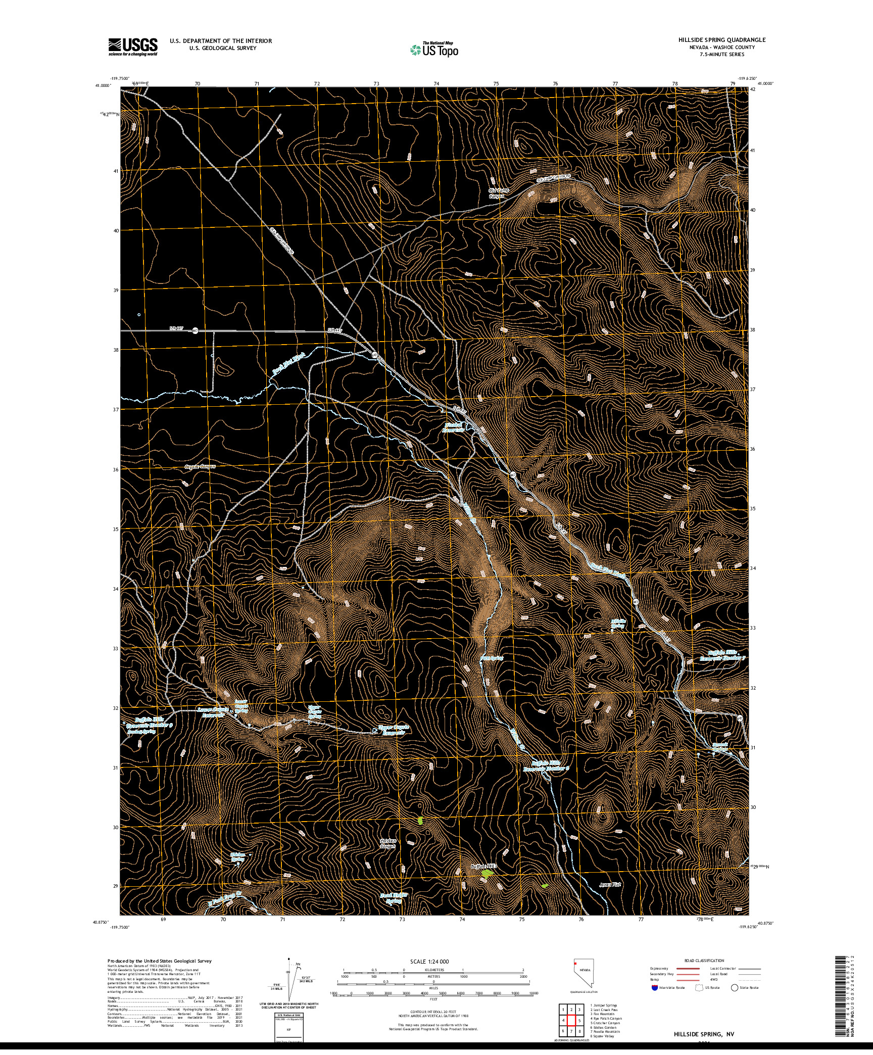 US TOPO 7.5-MINUTE MAP FOR HILLSIDE SPRING, NV