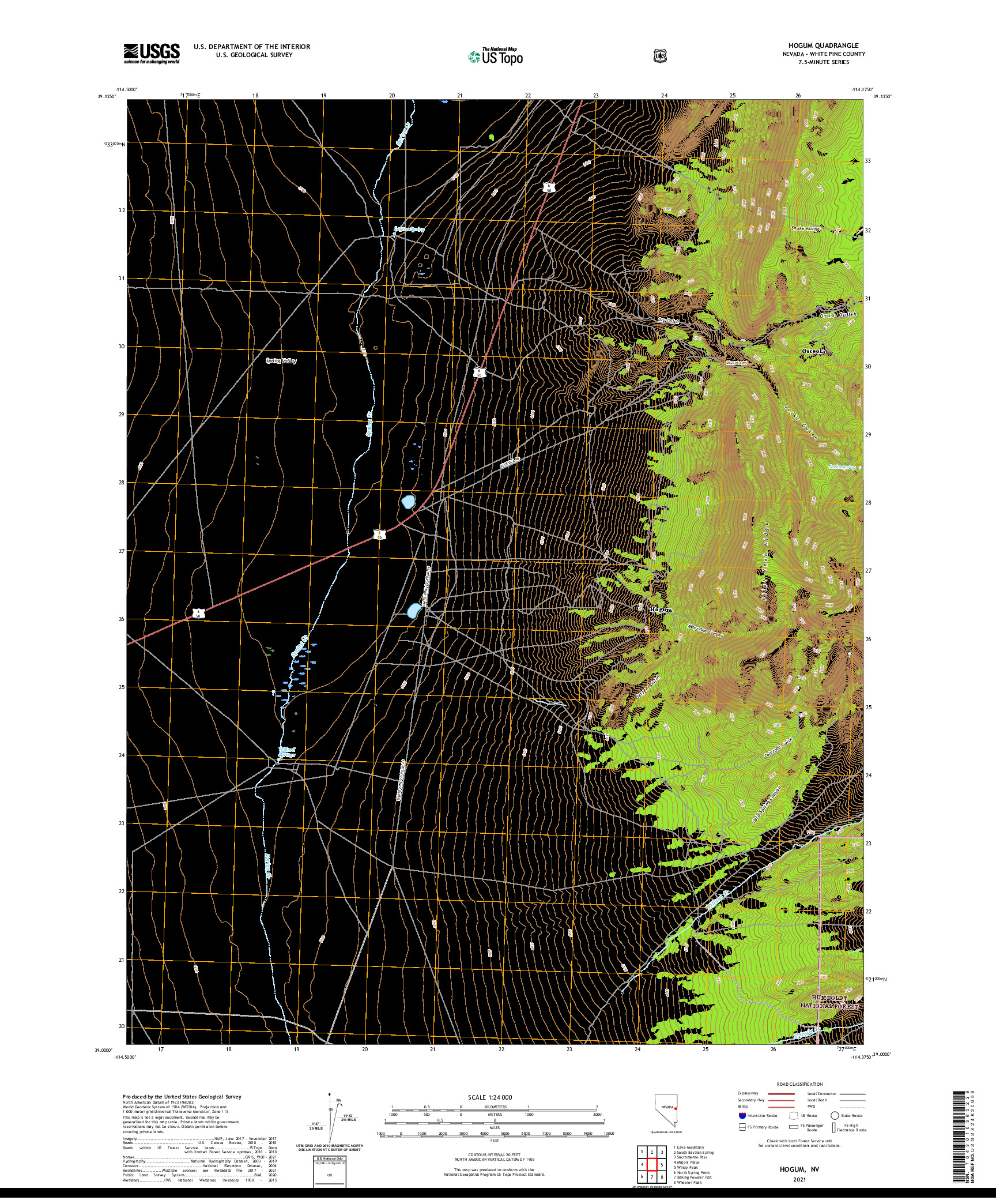 US TOPO 7.5-MINUTE MAP FOR HOGUM, NV