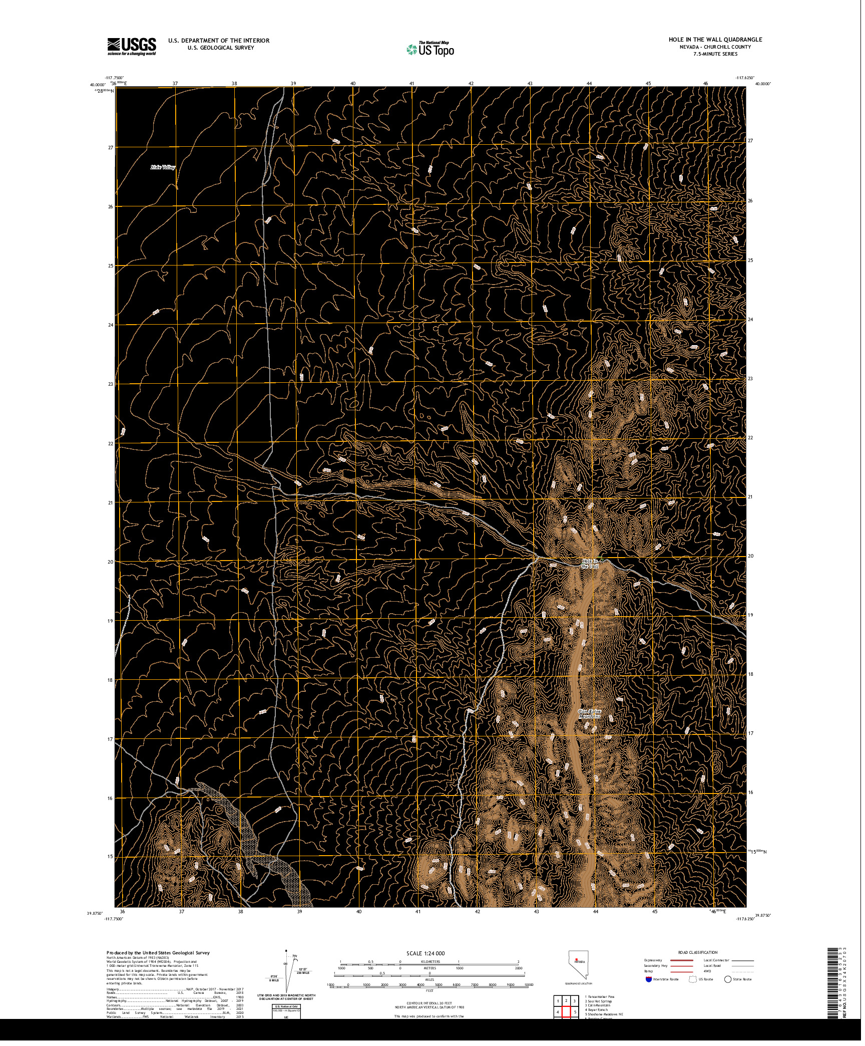 US TOPO 7.5-MINUTE MAP FOR HOLE IN THE WALL, NV