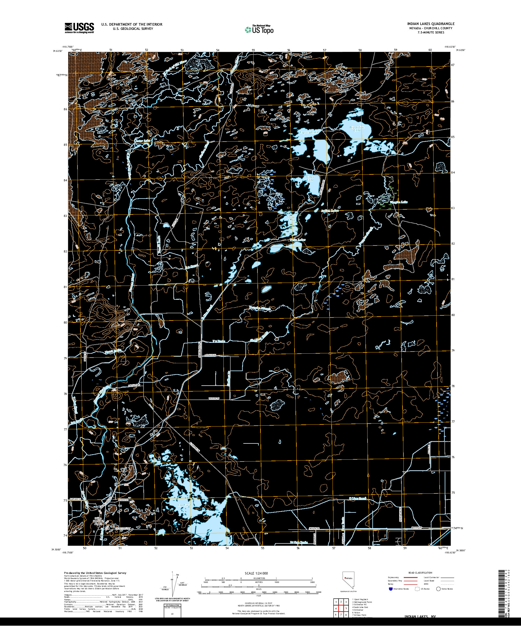 US TOPO 7.5-MINUTE MAP FOR INDIAN LAKES, NV