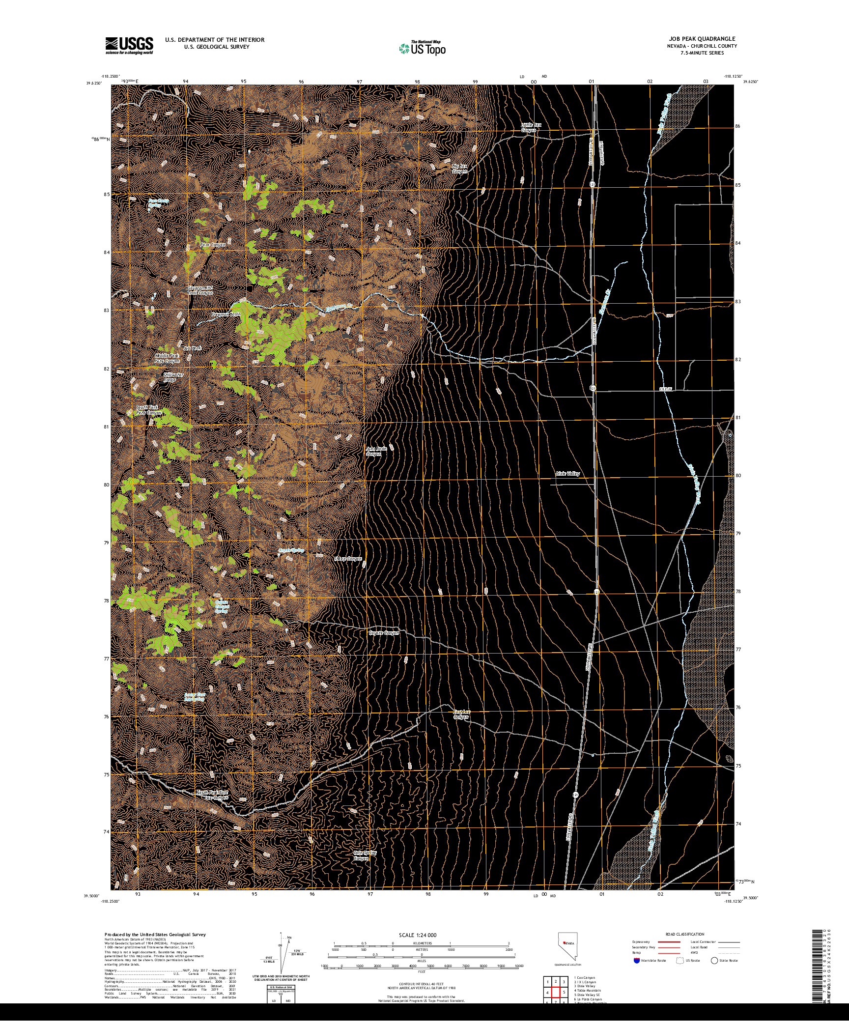 US TOPO 7.5-MINUTE MAP FOR JOB PEAK, NV