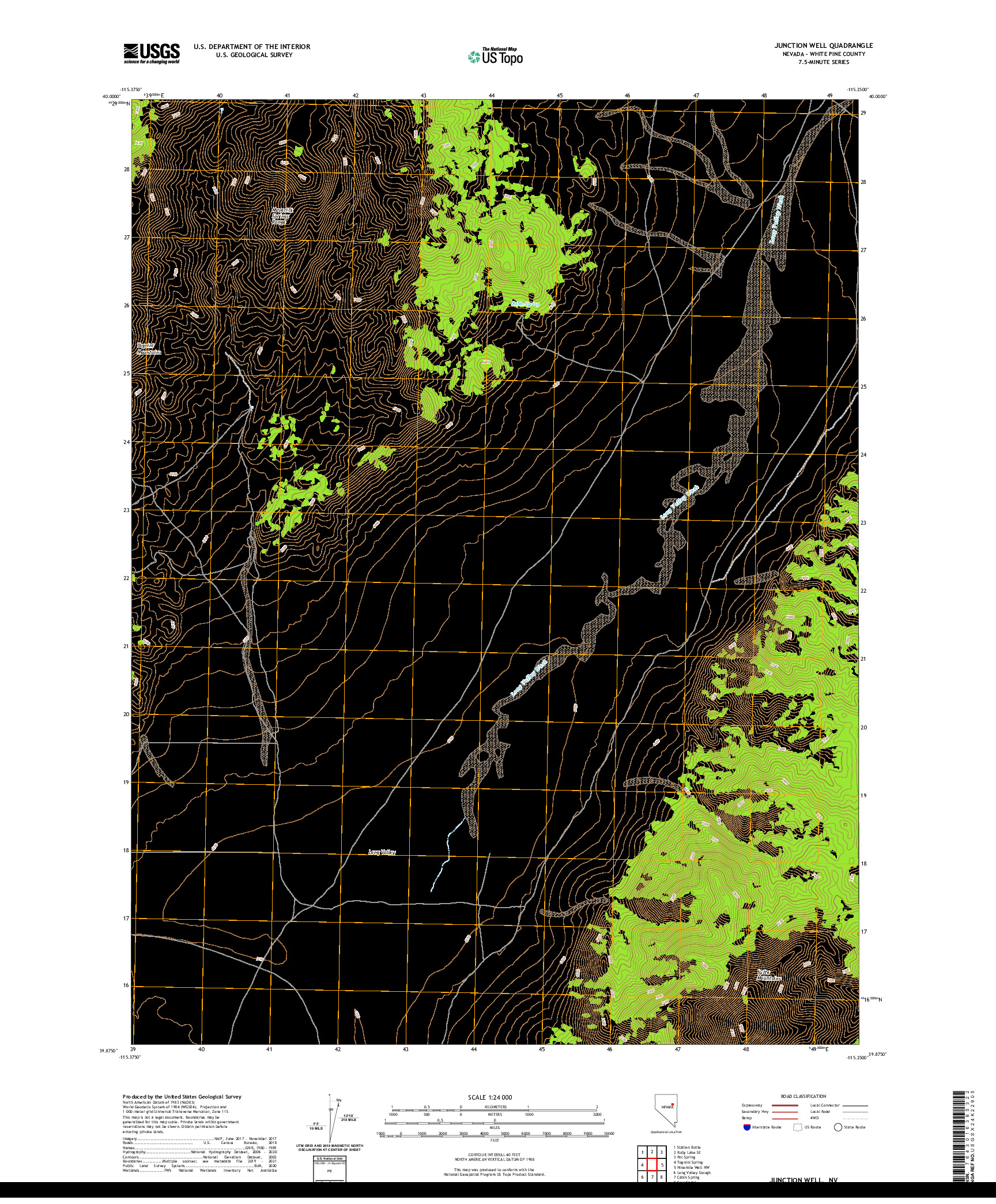 US TOPO 7.5-MINUTE MAP FOR JUNCTION WELL, NV