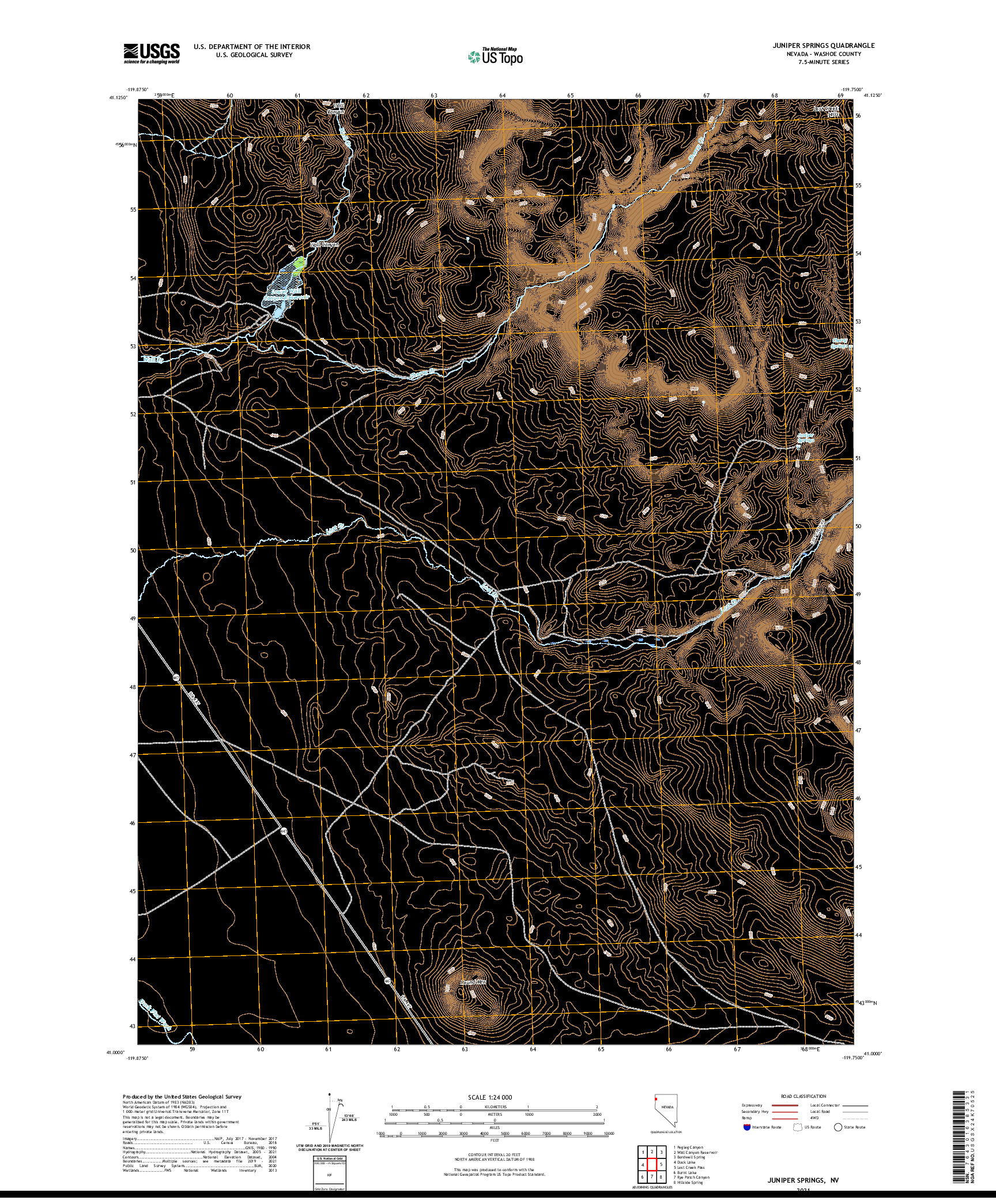 US TOPO 7.5-MINUTE MAP FOR JUNIPER SPRINGS, NV